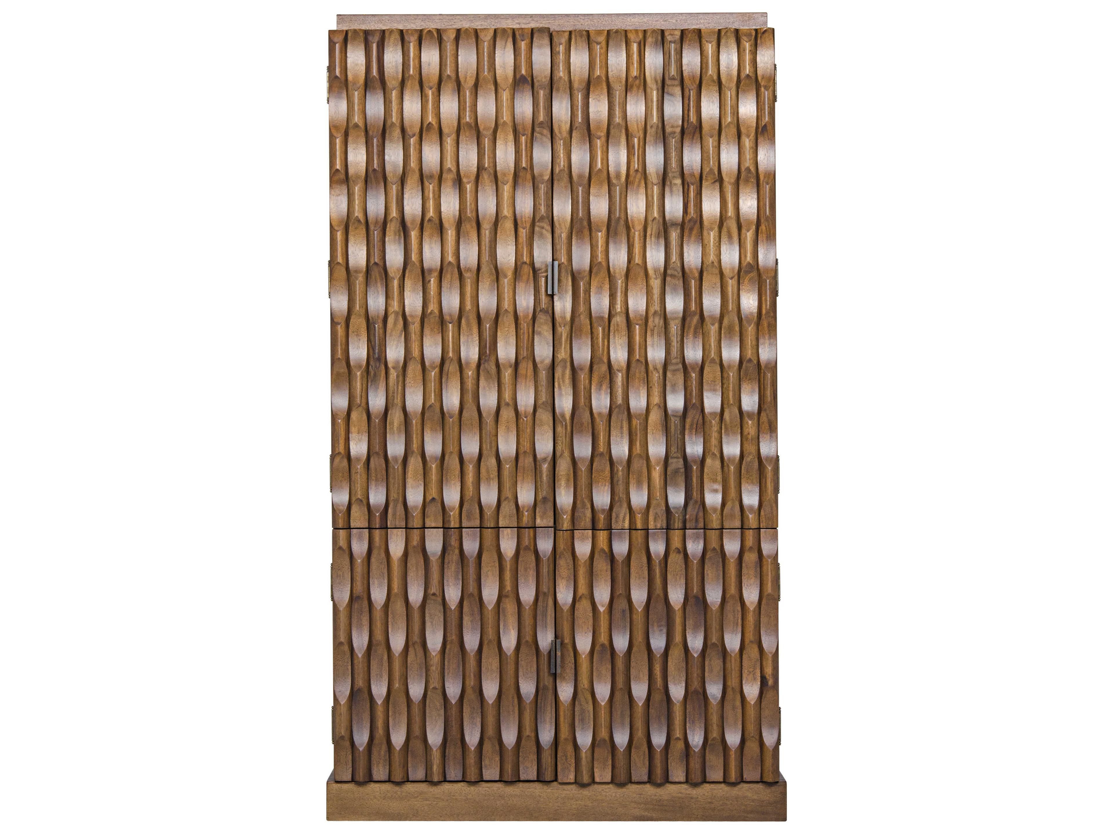 Noir Dark Walnut Brown Wood Wardrobe Armoire