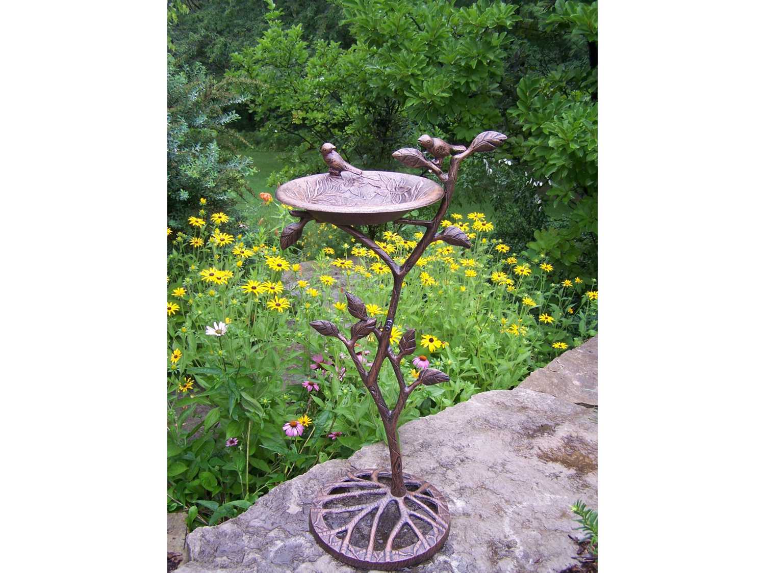 Oakland Living Meadow Cast Aluminum Bird Bath in Antique Bronze