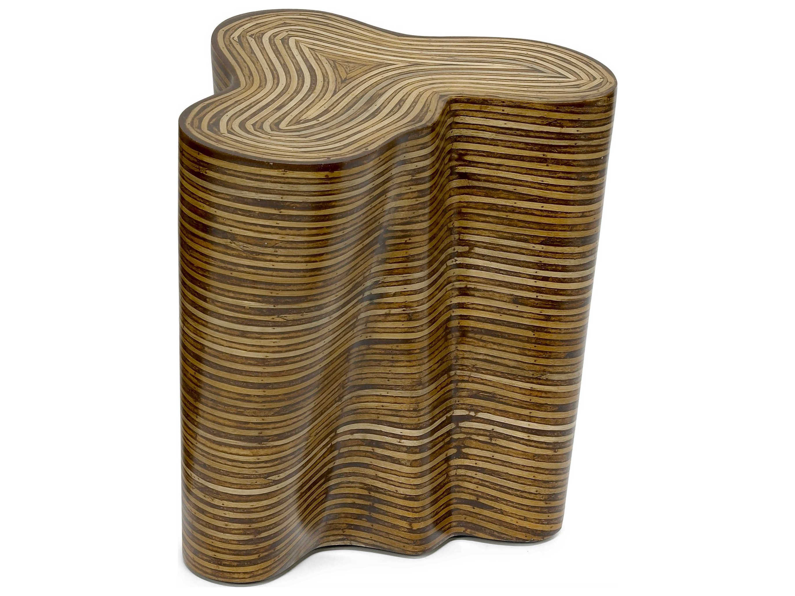 Oggetti Orgo Wood Rattan Strips End Table