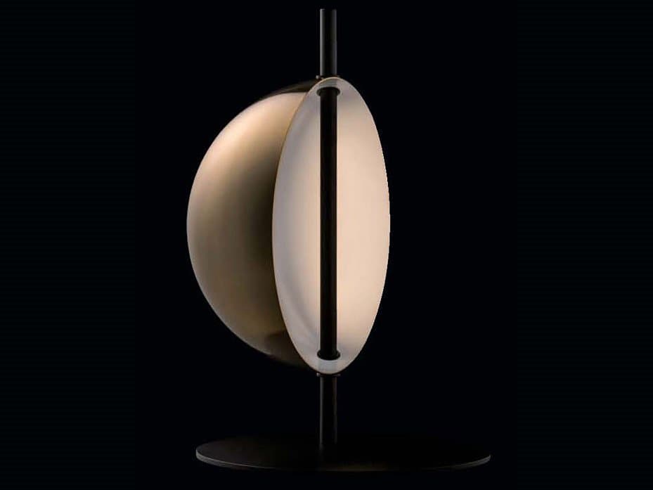 Oluce Superluna LED Gold Black Table Lamp