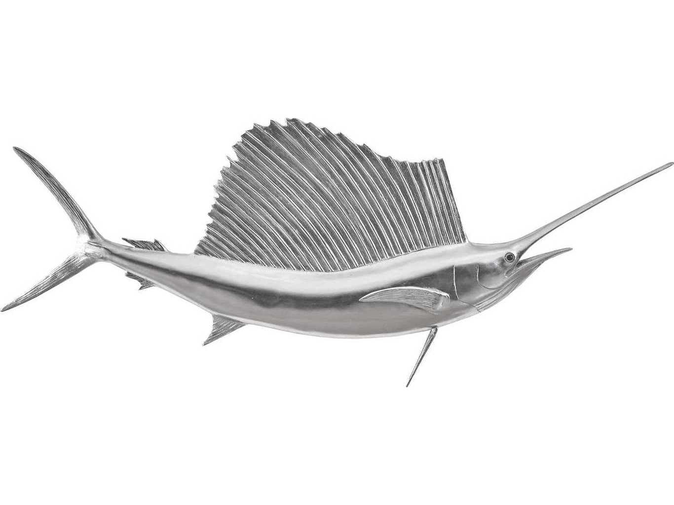 Phillips Collection Silver Leaf Sail Fish Sculpture Metal Wall Art