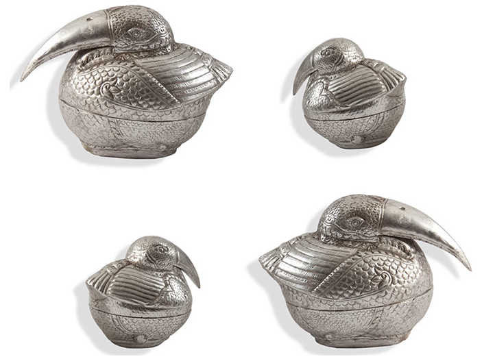 Phillips Collection Silver Leaf Kiwi Birds Wall Art Set of 4