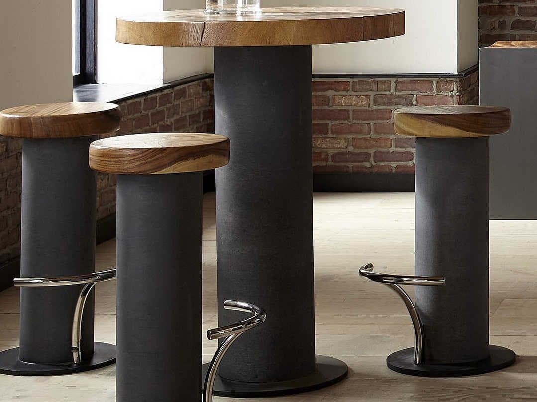 Phillips Collection Grey Brown Round Wood Bar Table
