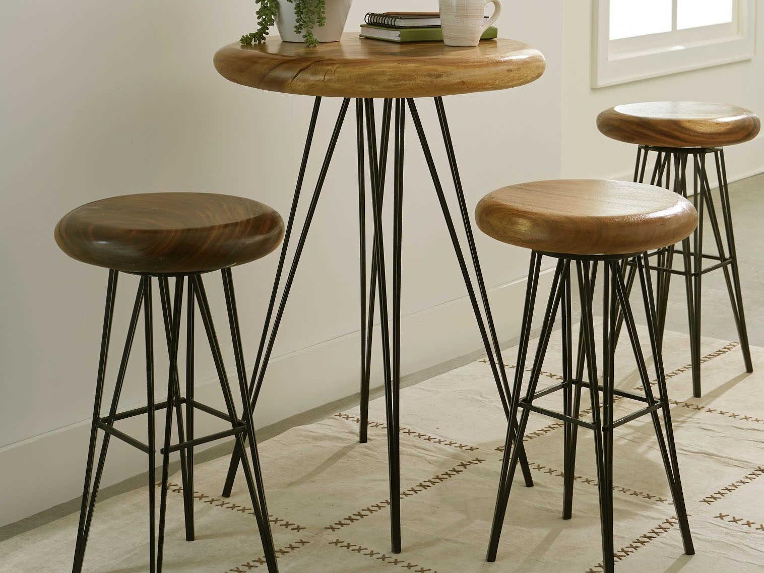 Phillips Collection Brown Black Round Wood Bar Table