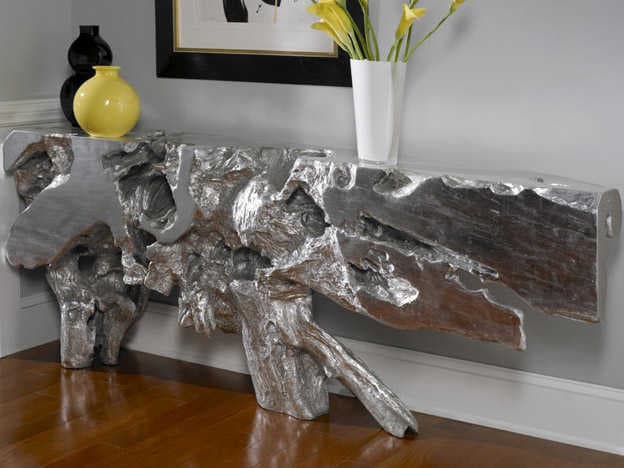 Phillips Collection Cast Naturals Silver Leaf Console Table