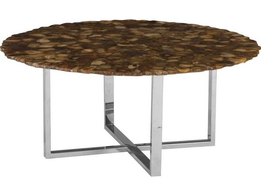 Phillips Collection Round Stone Brown Silver Coffee Table