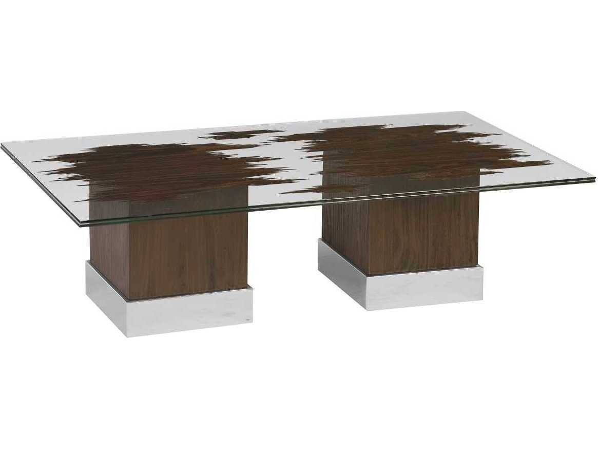 Phillips Collection Rectangular Glass Brown Silver Coffee Table