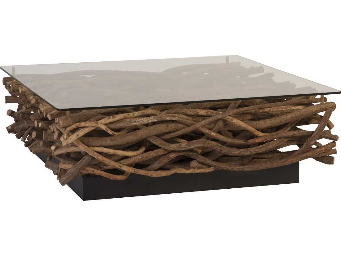 Phillips Collection Square Glass Brown Coffee Table