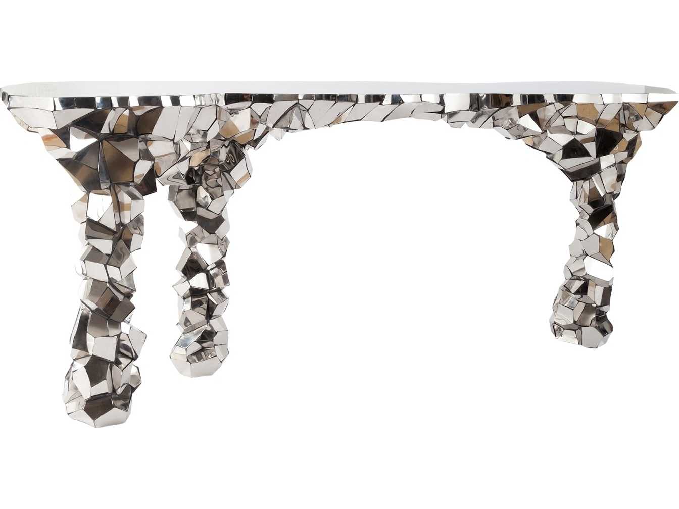 Luxecor Metal Silver Console Table