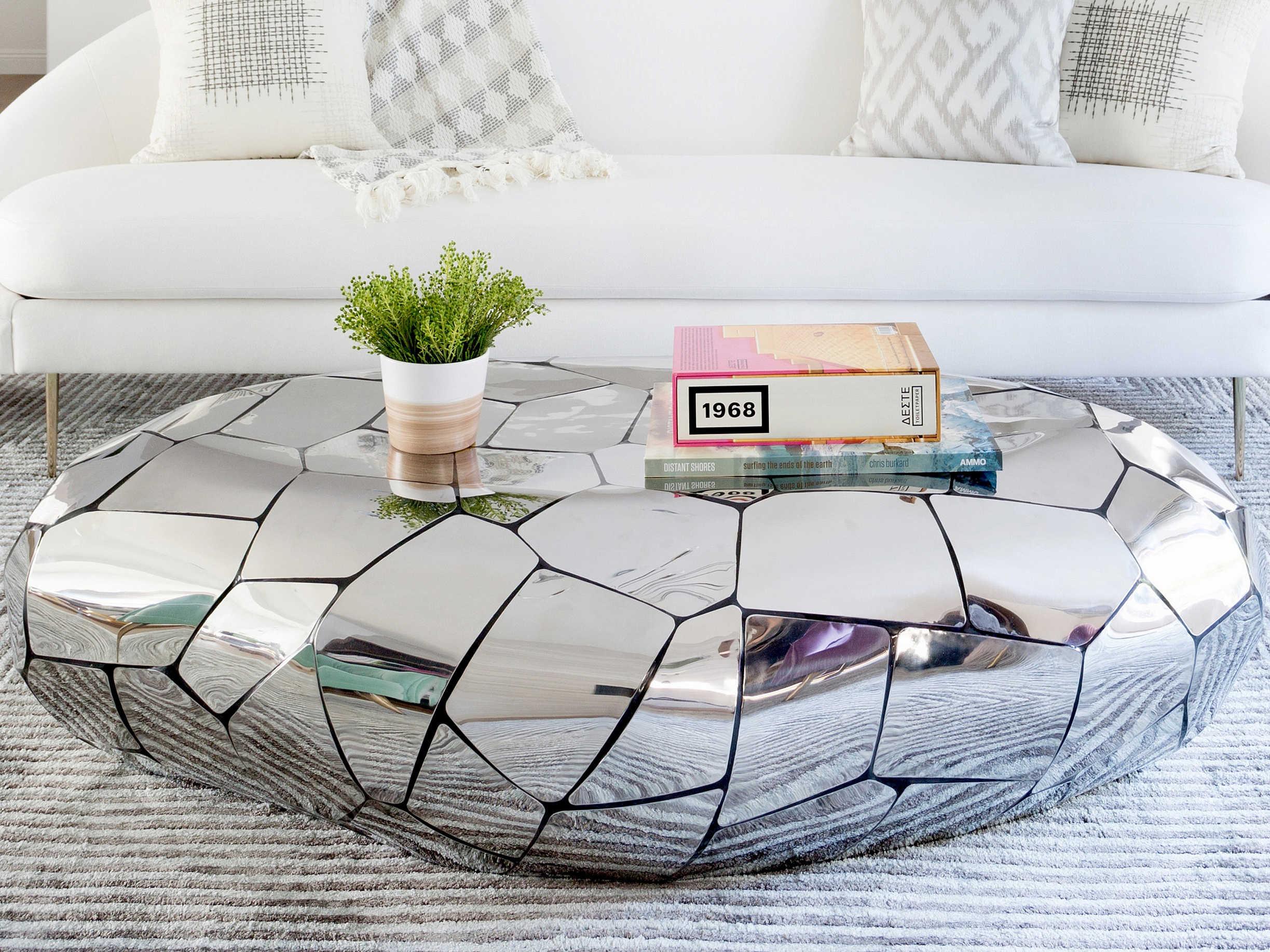 Phillips Collection Crazy Cut Metal Silver Coffee Table