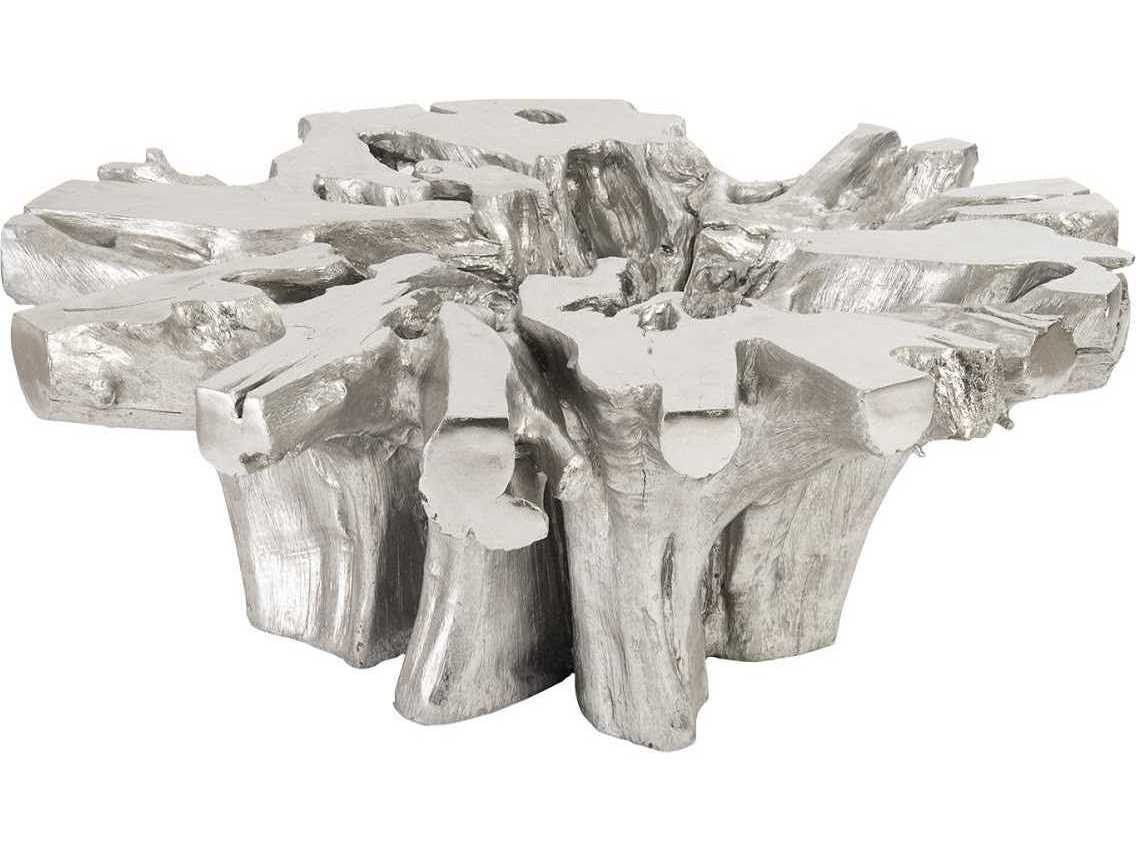 Phillips Collection Freeform Round Silver Leaf Coffee Table