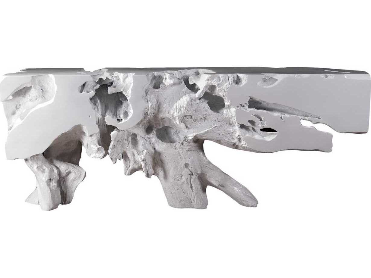 Phillips Collection Freeform Rectangular Glossy White Console Table