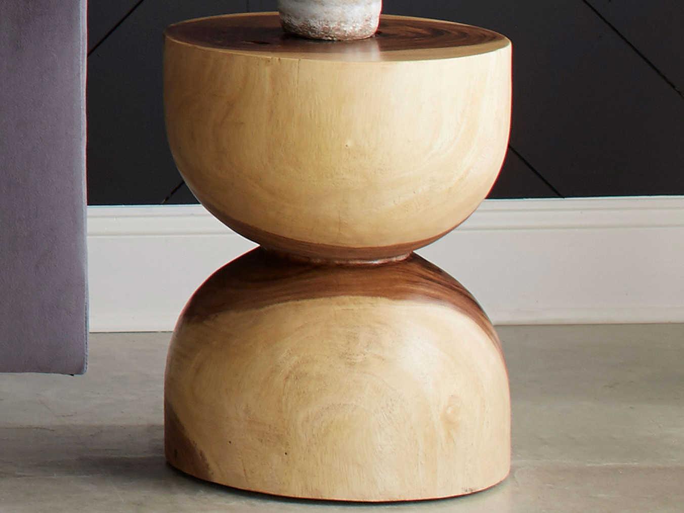 Phillips Collection Hourglass Round Wood Brown End Table