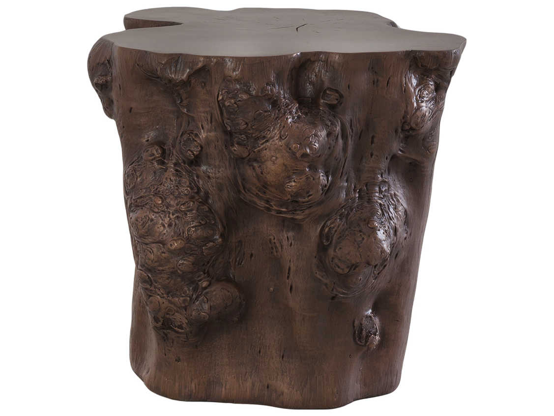 Phillips Collection Log Round Wood Bronze End Table