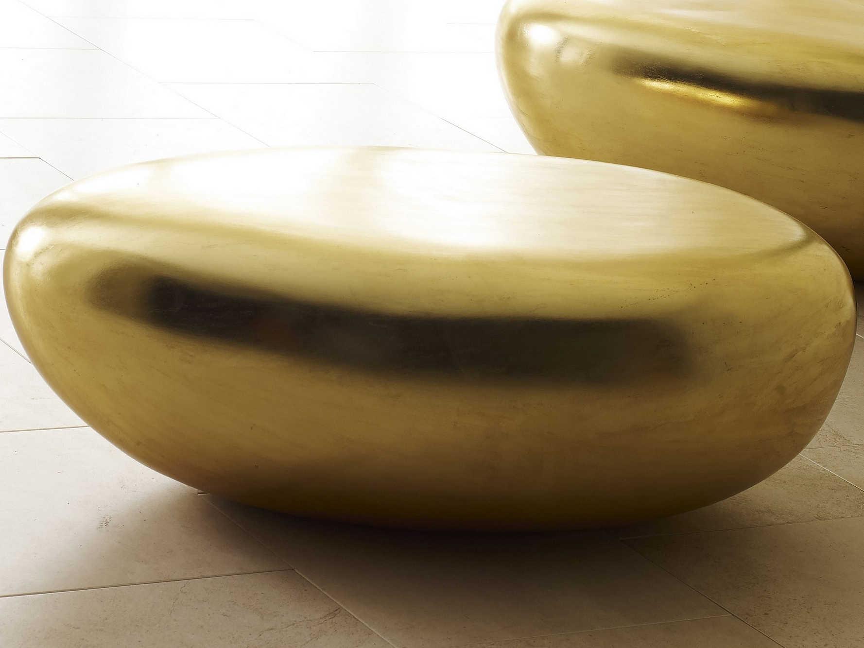 Phillips Collection River Stone Oval Gold Leaf Coffee Table