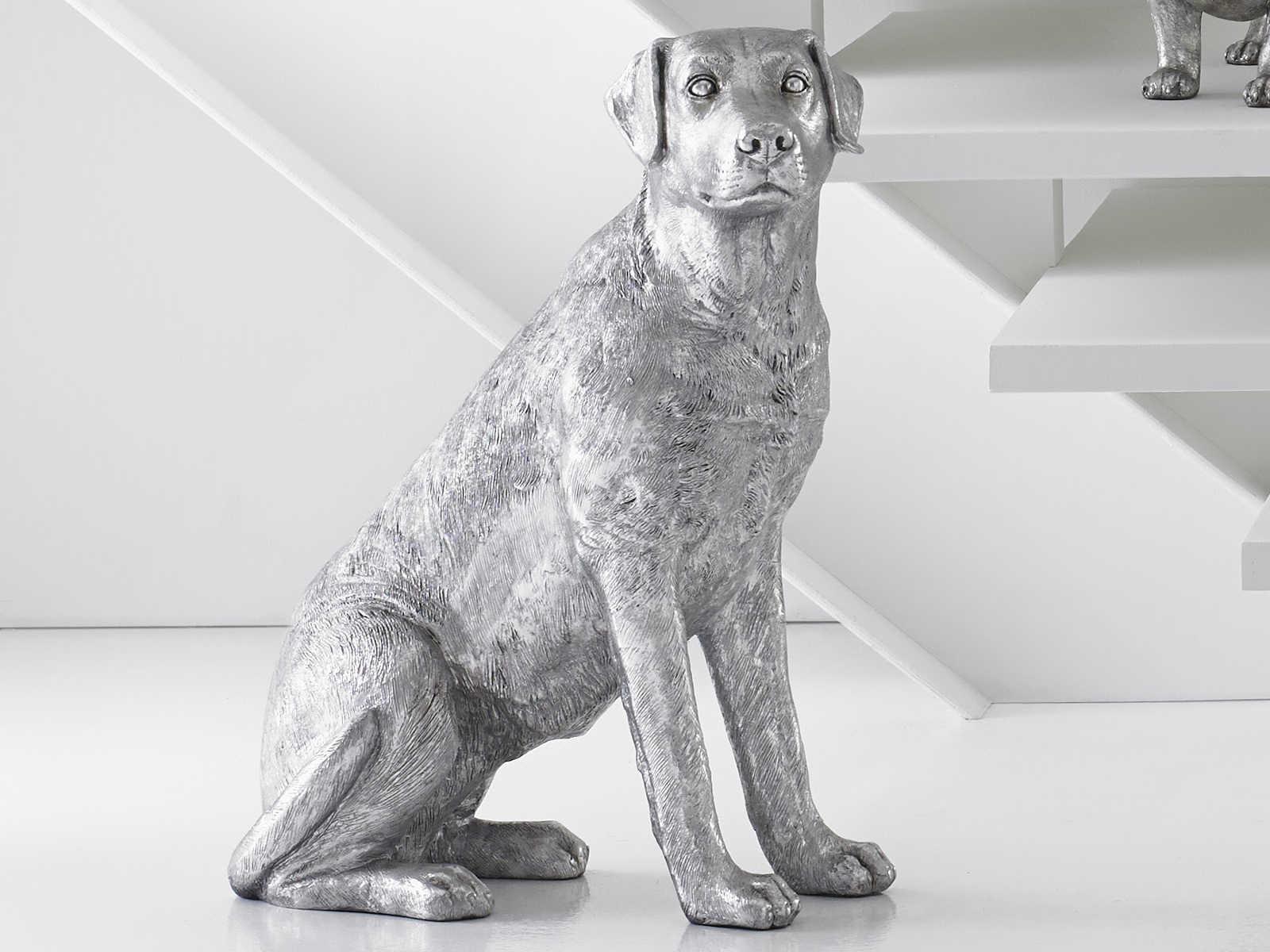 Phillips Collection Silver Leaf Sitting Labrador Dog Sculpture