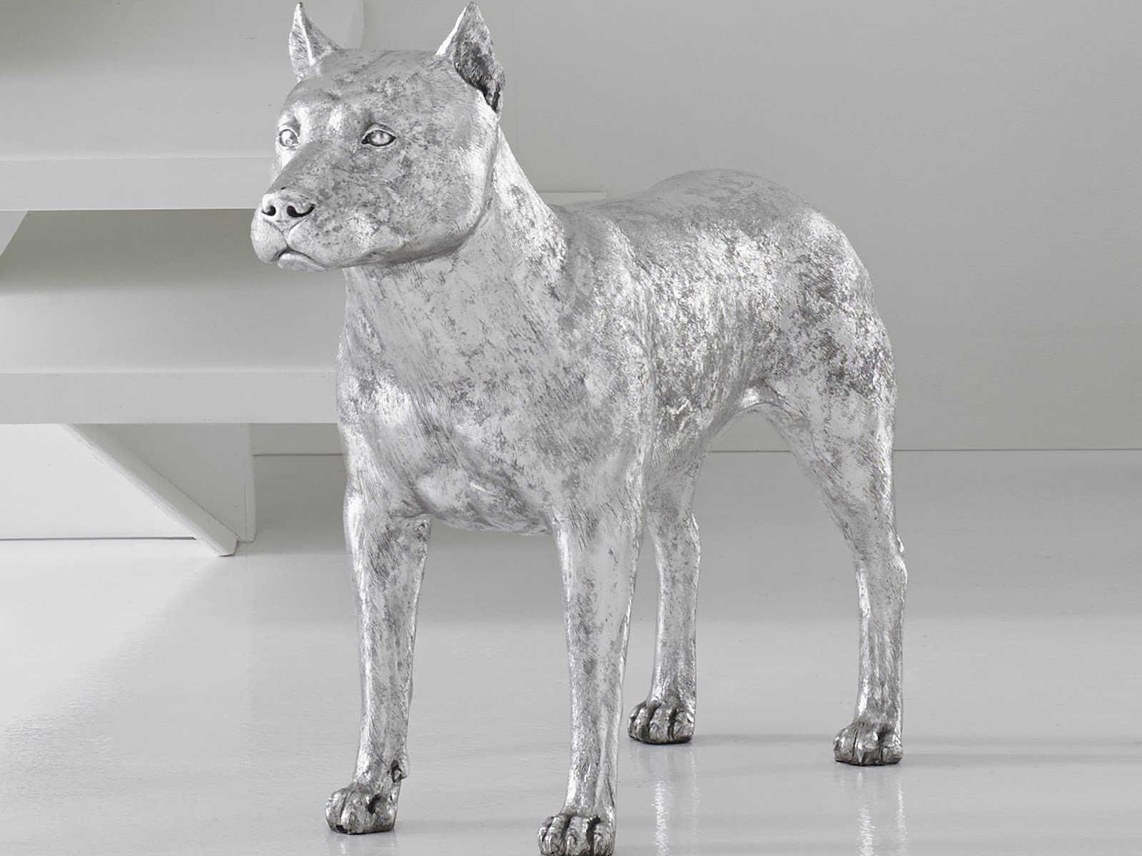 Phillips Collection Silver Leaf Pit Bull Sculpture