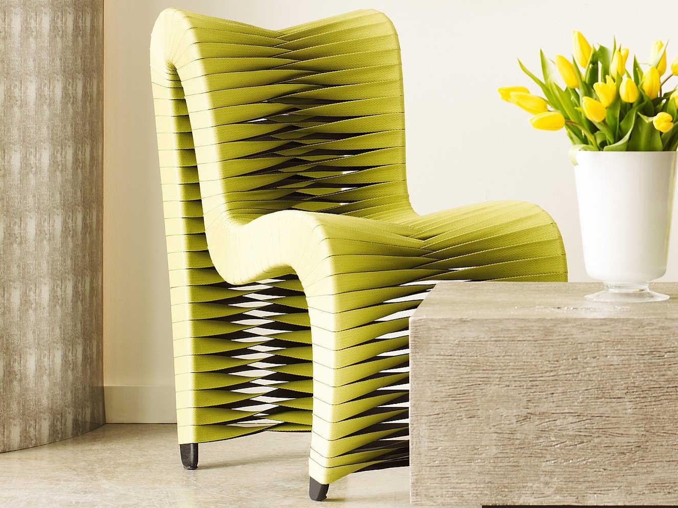 Phillips Collection Seat Belt Green Upholstered Side Dining Chair