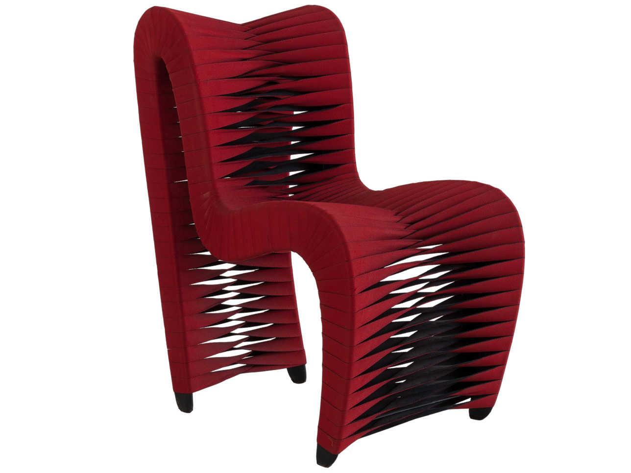 Phillips Collection Seat Belt Red Upholstered Side Dining Chair
