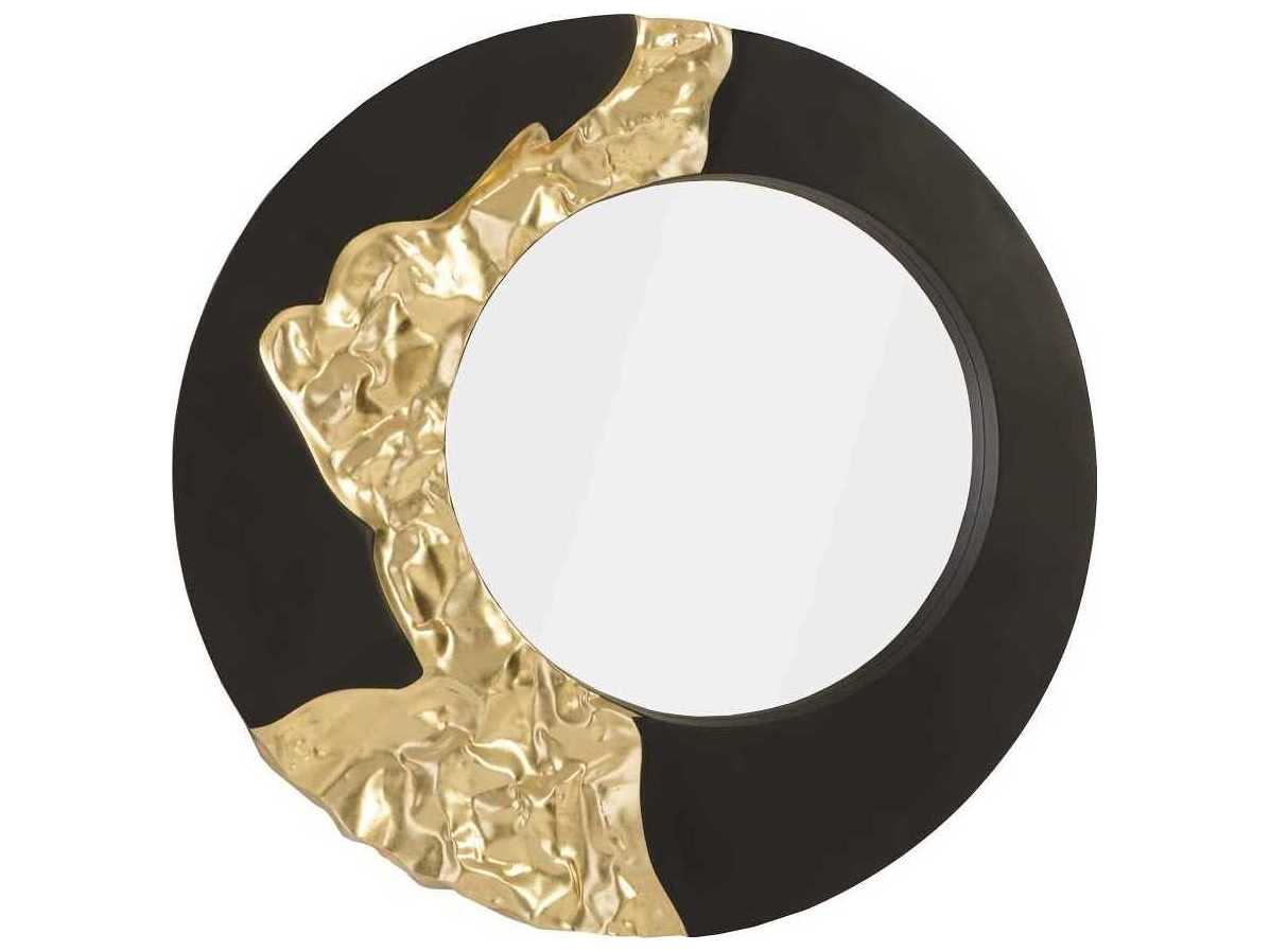 Phillips Collection Black / Gold Round Wall Mirror