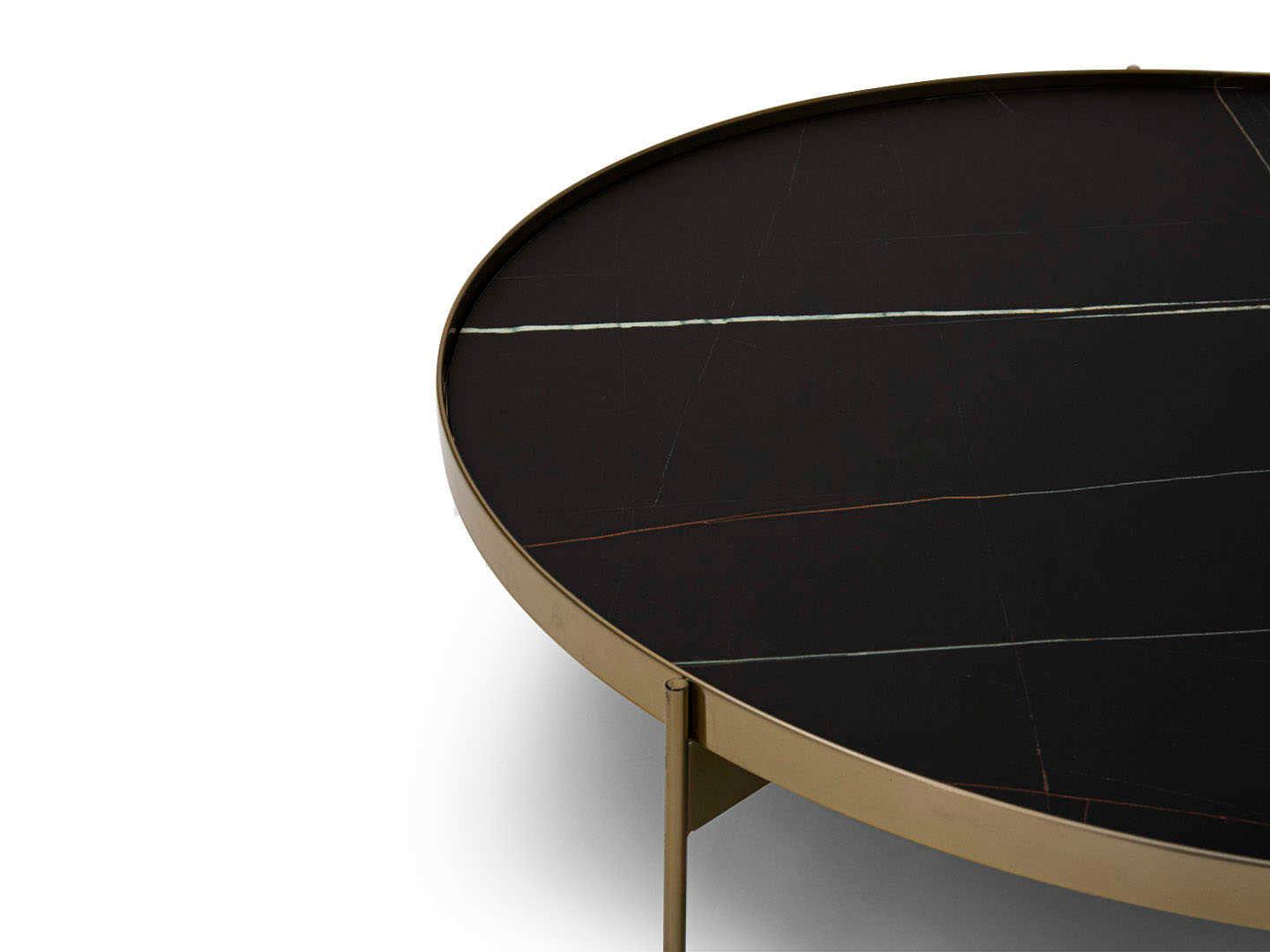 Pianca Abaco Round Glass Sahara Matt Marble Glossy Coffee Table