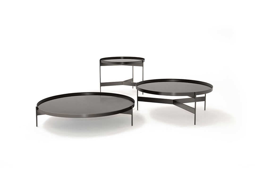 Pianca Abaco Round Metal Glossy Titanium Coffee Table