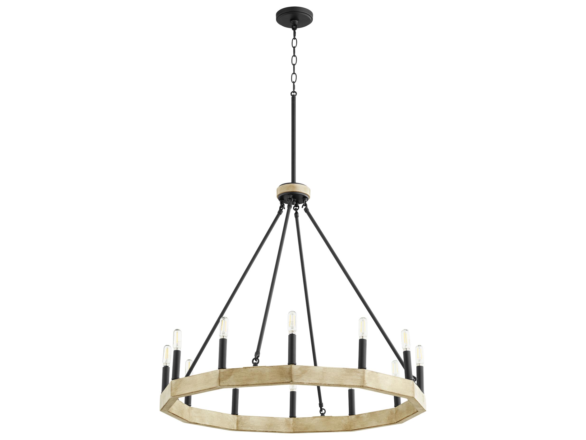 Quorum Alpine 12-Light Noir With Driftwood Black Round Chandelier