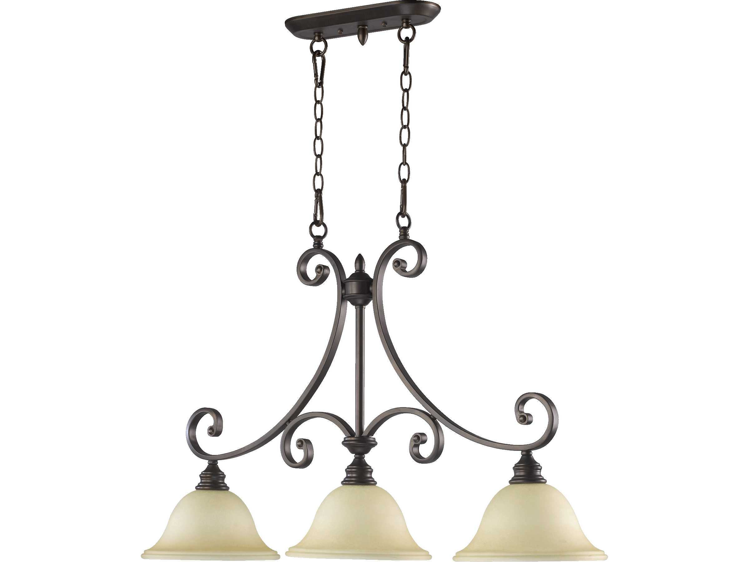 Quorum Bryant Oiled Bronze Glass Bowl Island Pendant