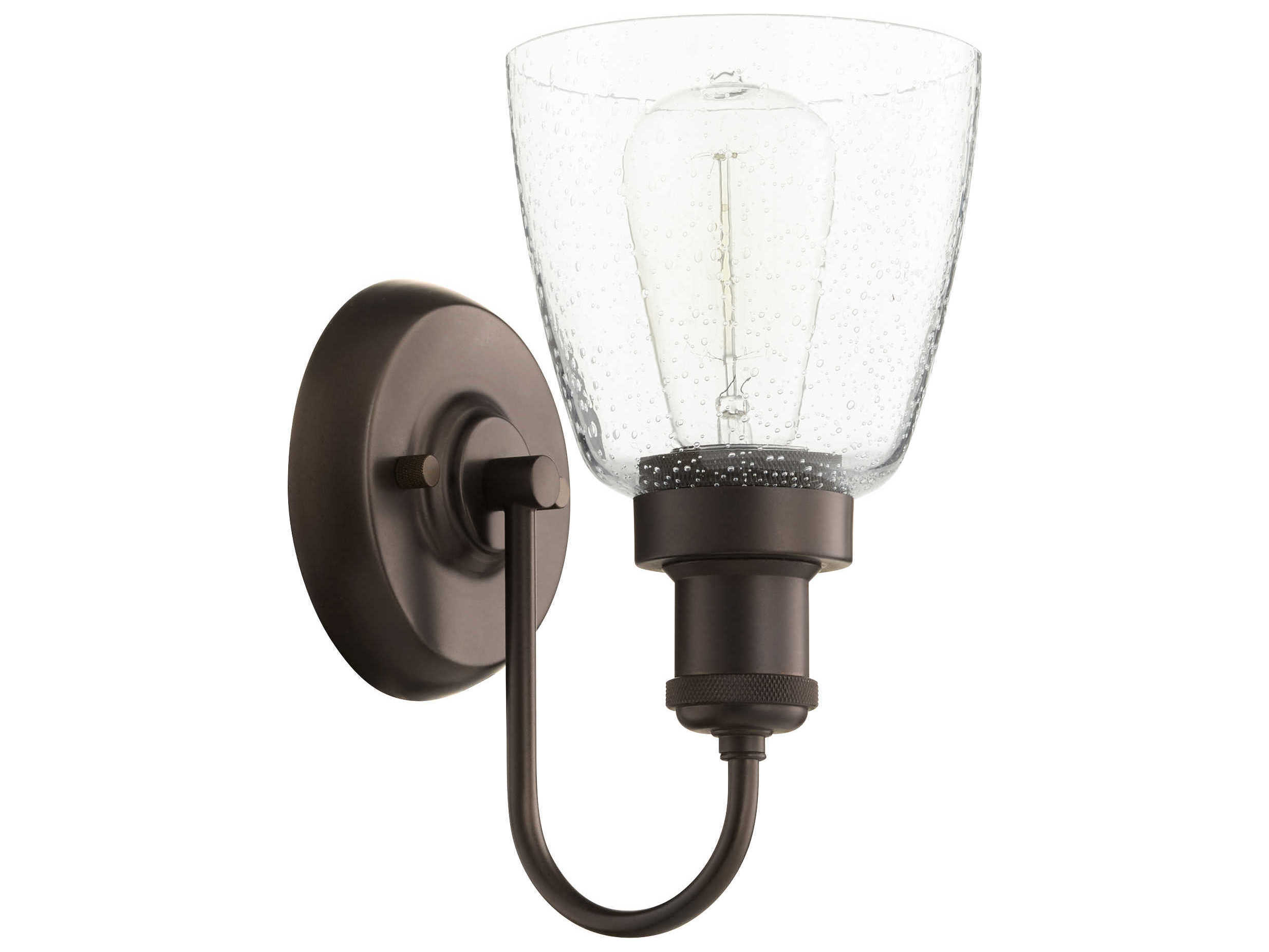Quorum Clear 1-Light Oiled Bronze Glass Wall Sconce