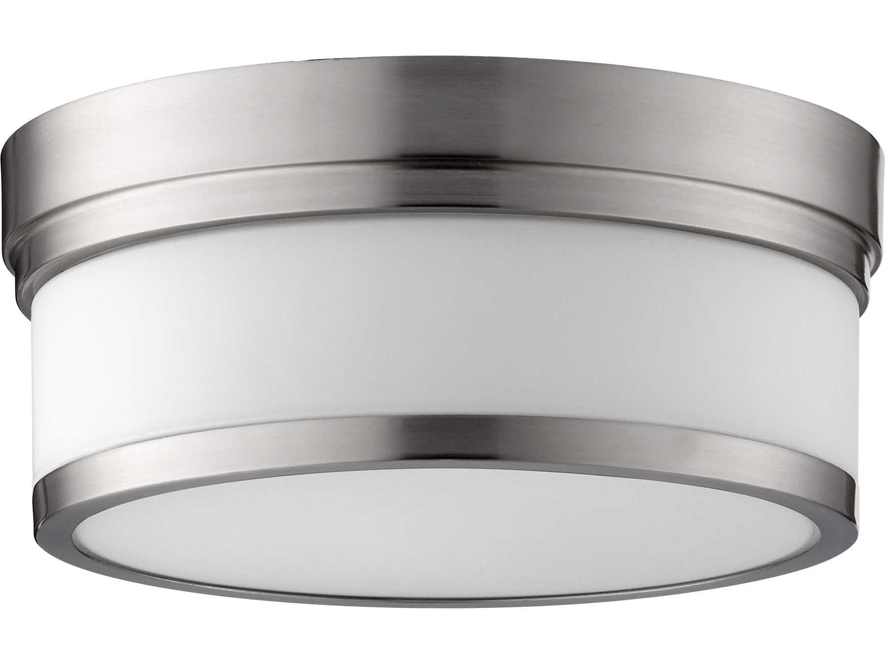 Quorum Celeste 2-Light Satin Nickel Glass Drum Flush Mount