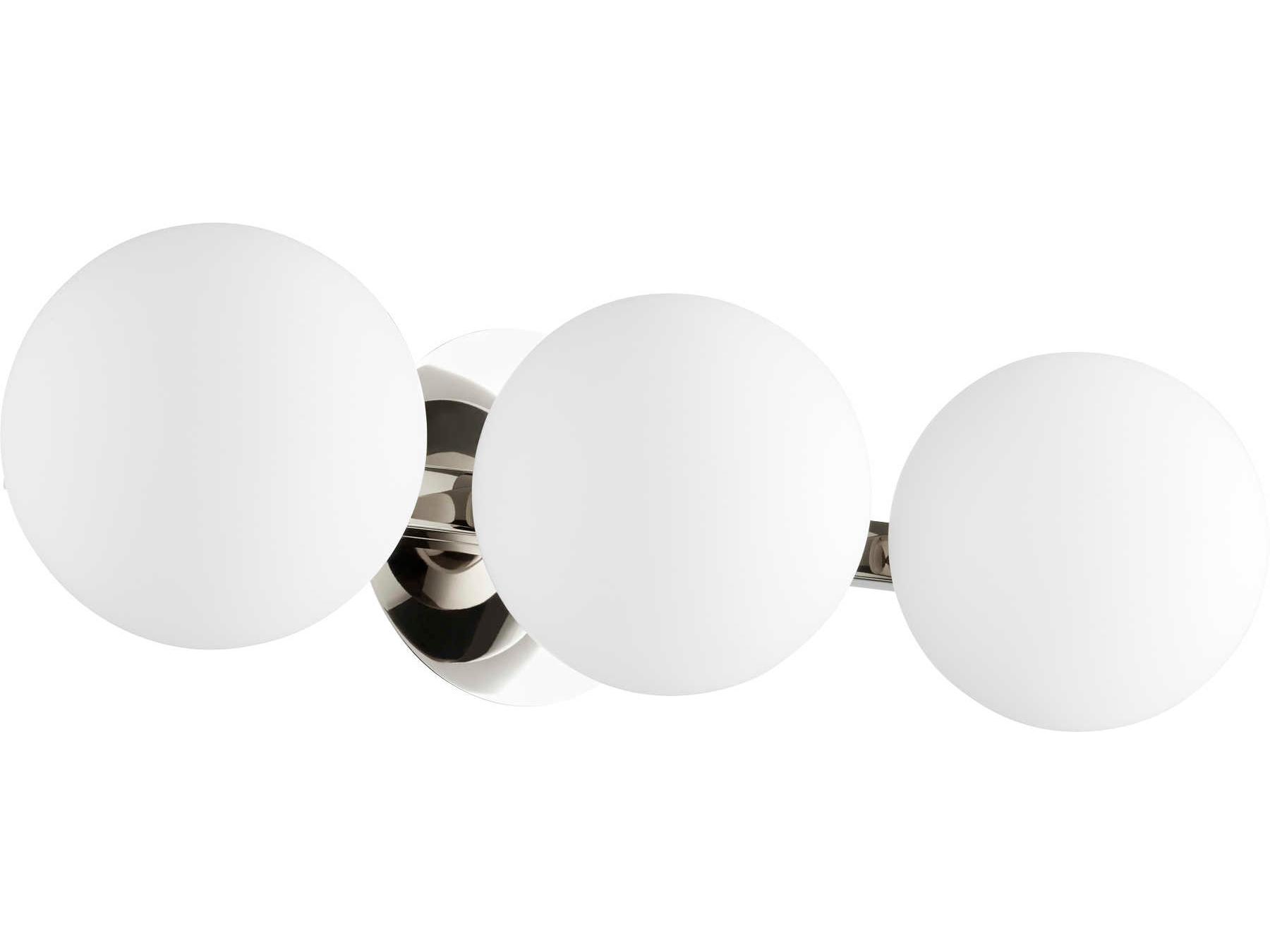 Quorum Globe 3-Light Polished Nickel Glass Vanity Light