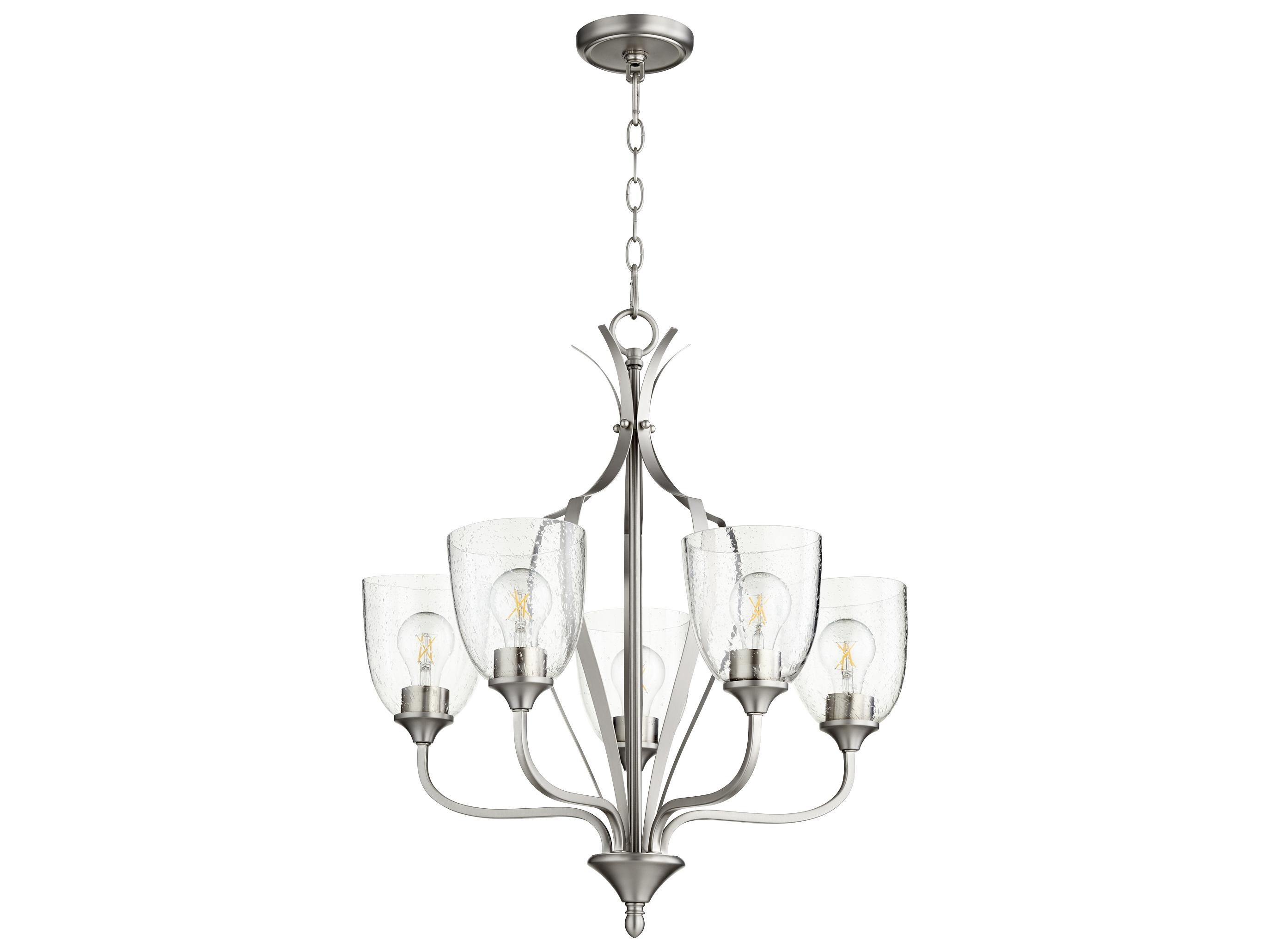 Quorum Jardin 5-Light Satin Nickel With Clear seeded Glass Bell Chandelier