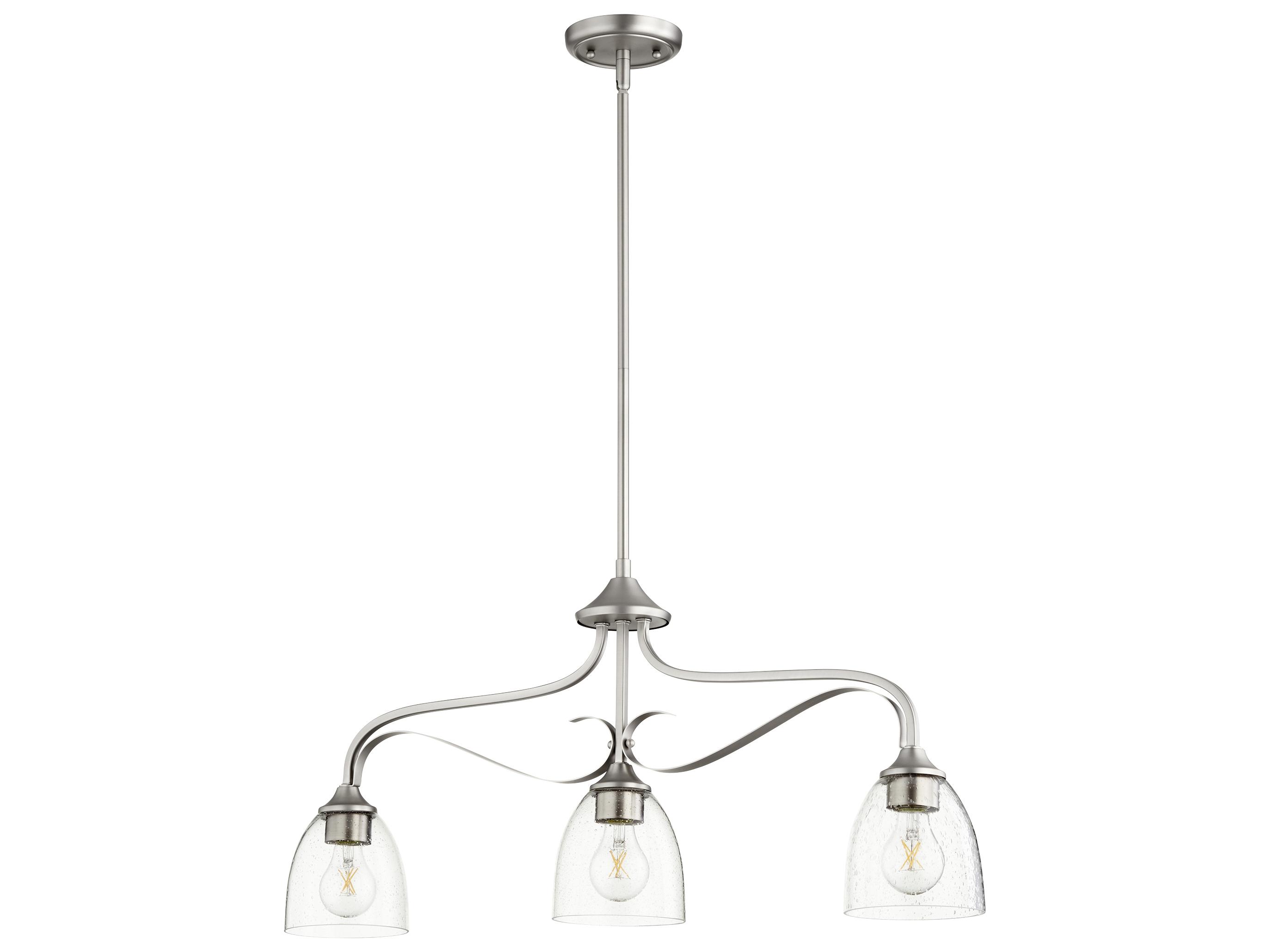 Quorum Jardin 3-Light Satin Nickel With Clear seeded Glass Bell Island Pendant