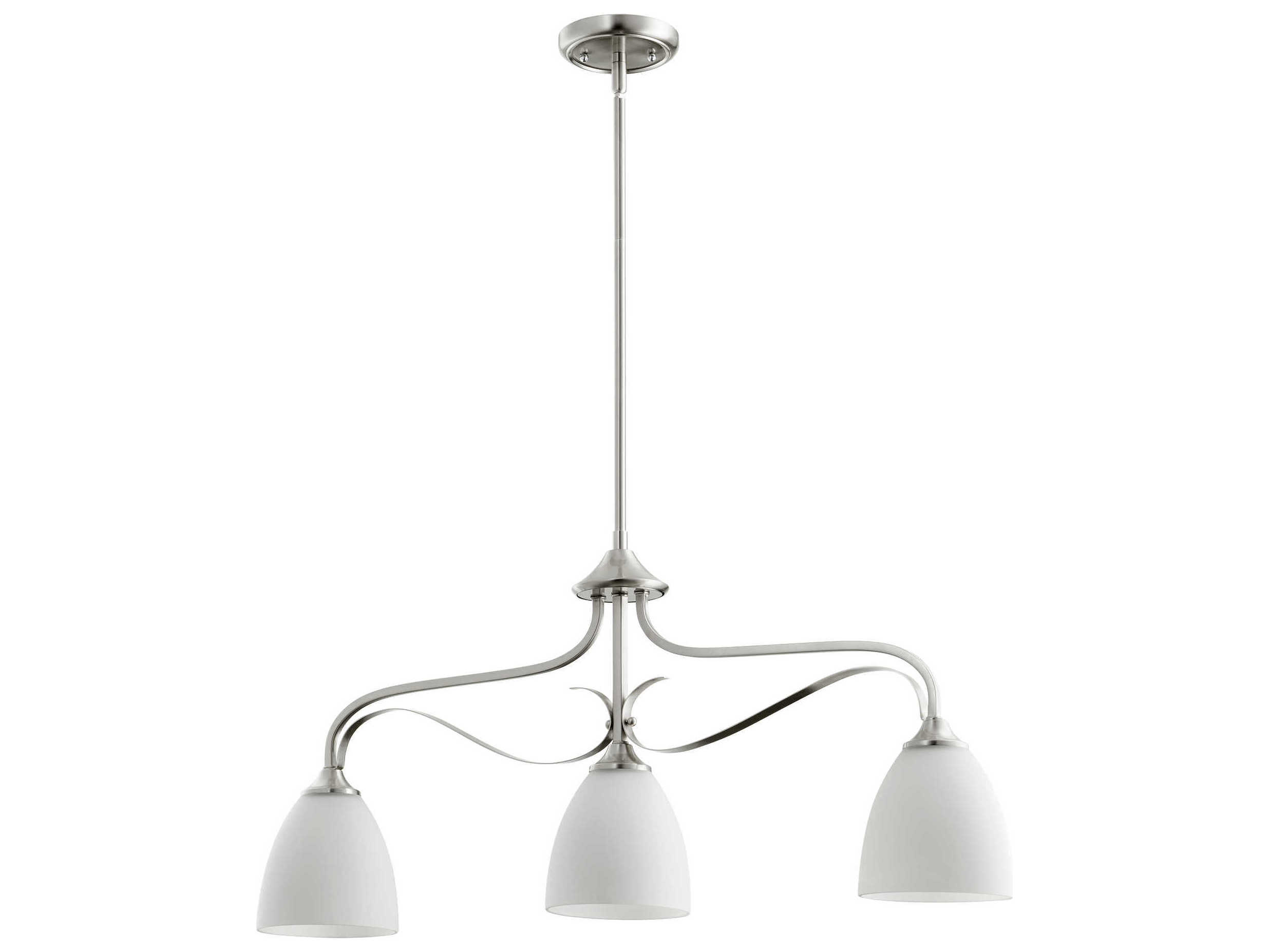 Quorum Jardin 3-Light Satin Nickel Glass Bell Island Pendant