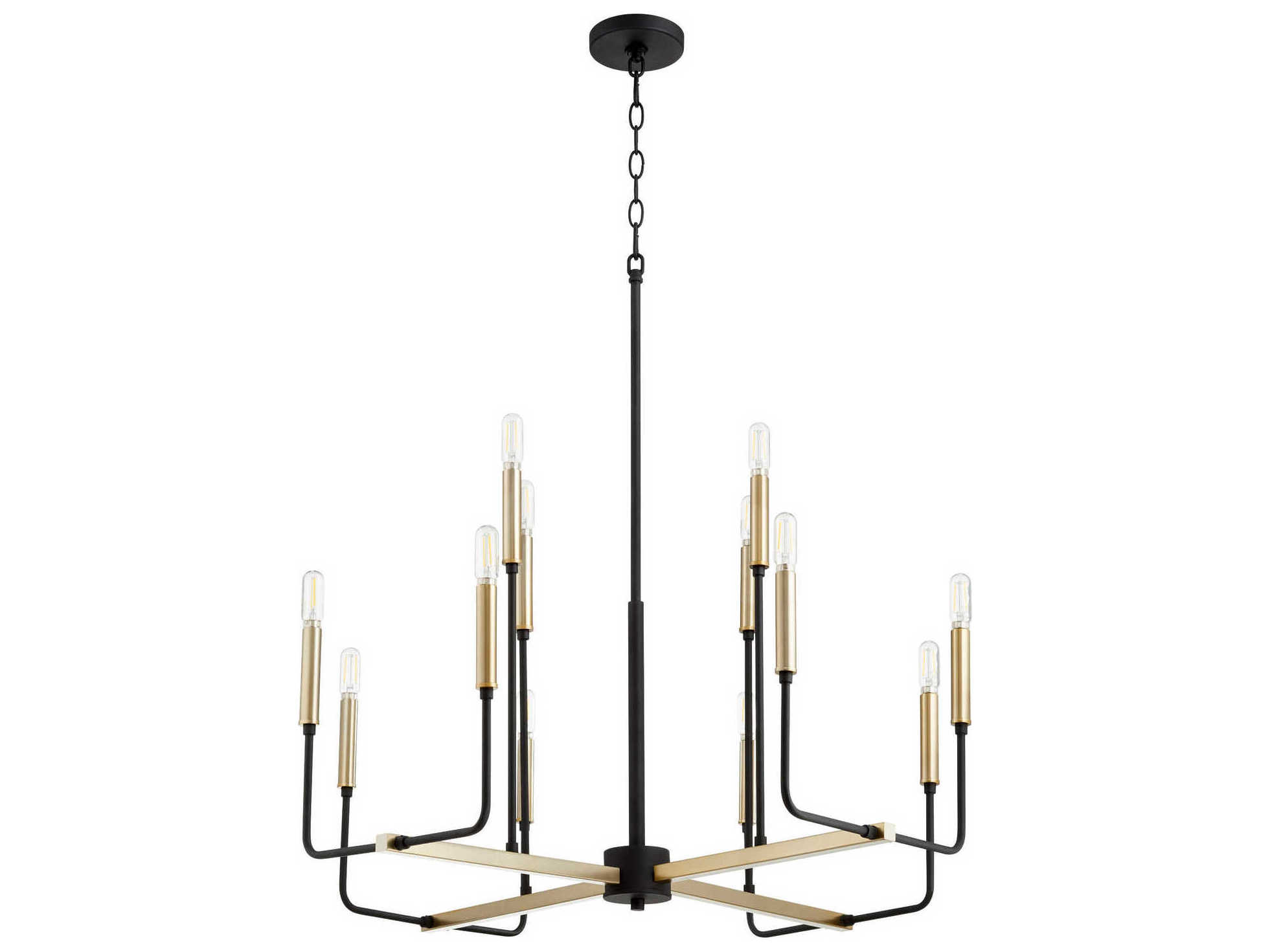 Quorum Lacy 12-Light Noir Aged Brass Black Chandelier