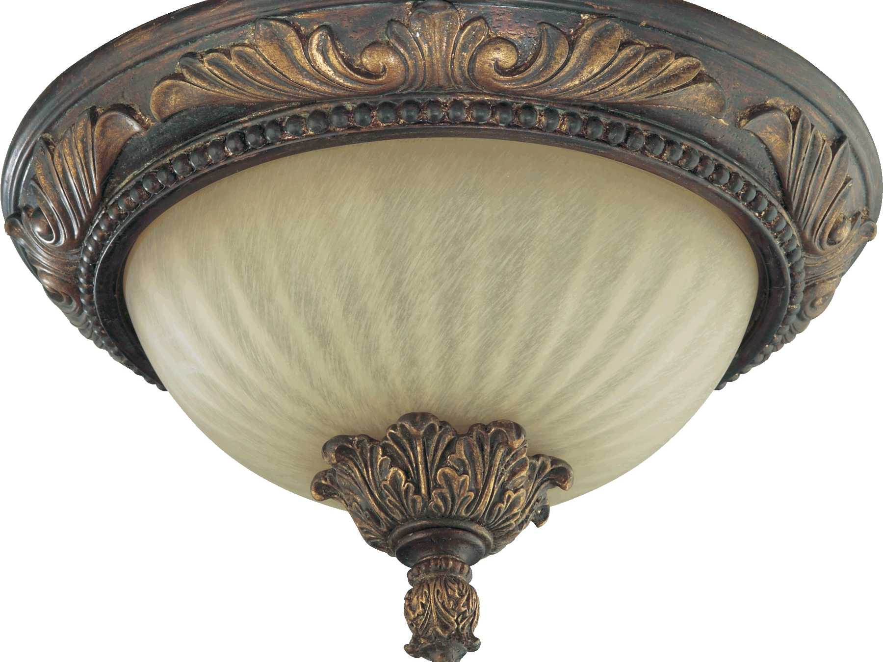 Quorum Madeleine 2-Light Corsican Gold Glass Bowl Flush Mount