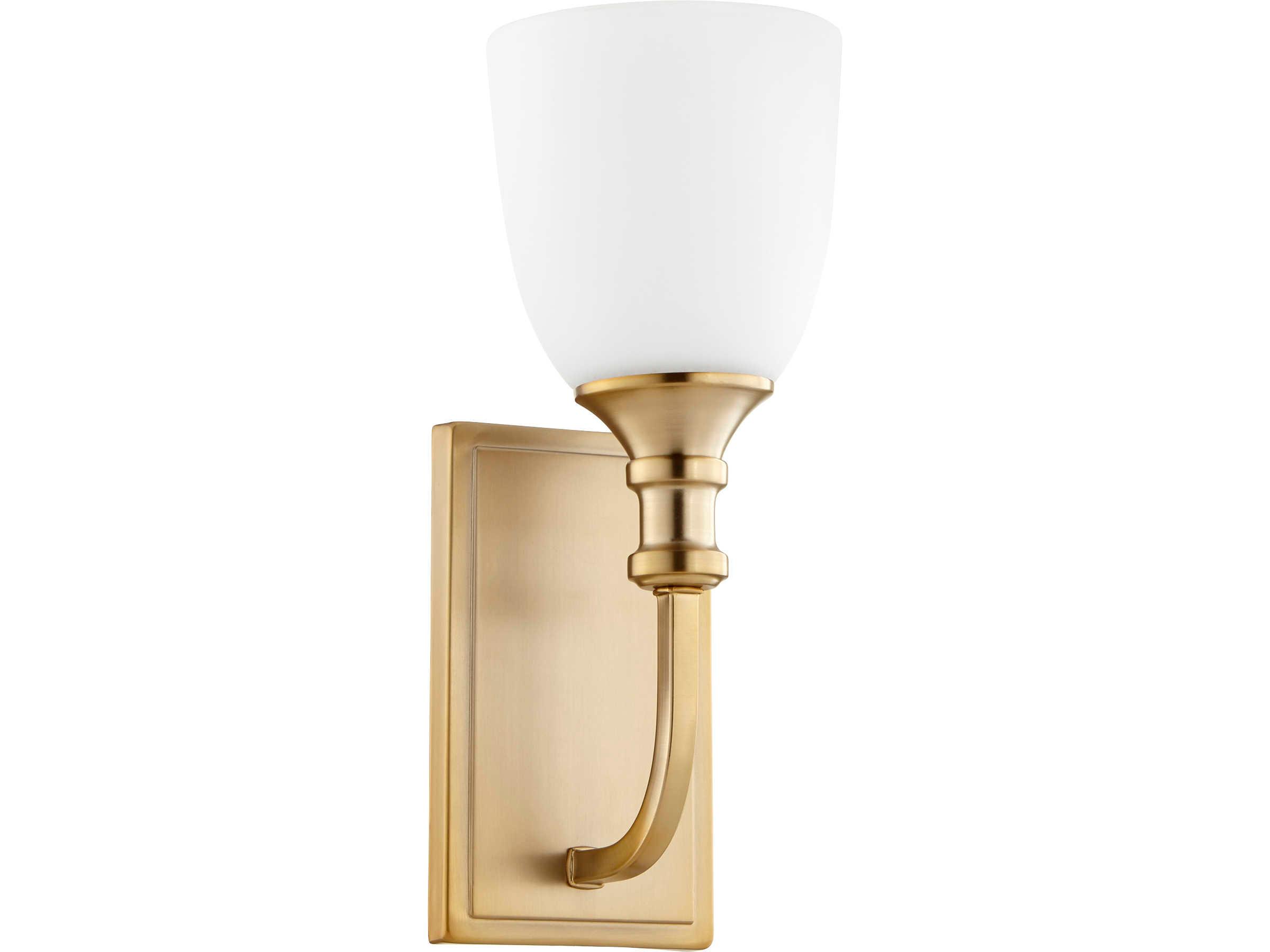 Quorum Richmond 1-Light Aged Brass Glass Vanity Light