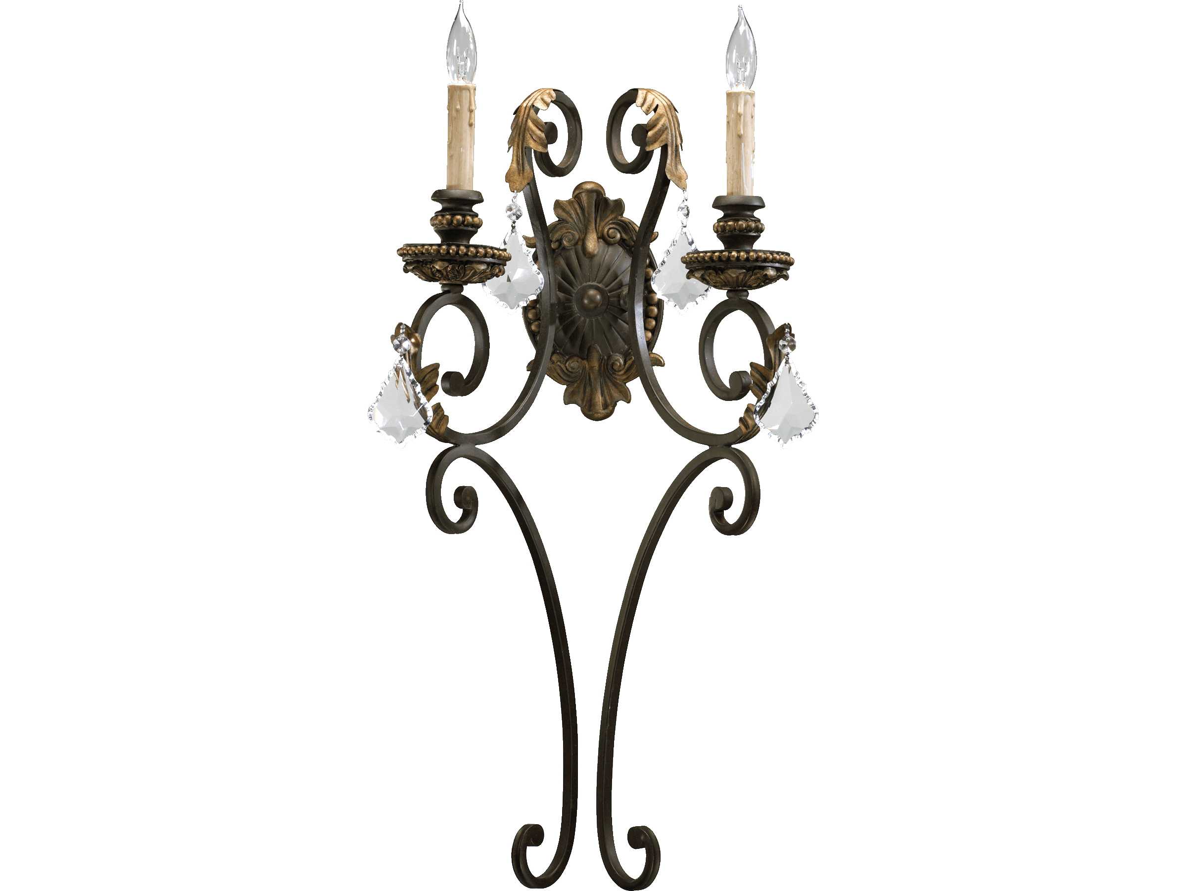 Quorum Rio Salado 2-Light Toasted Sienna With Mystic Silver Bronze Crystal Wall Sconce