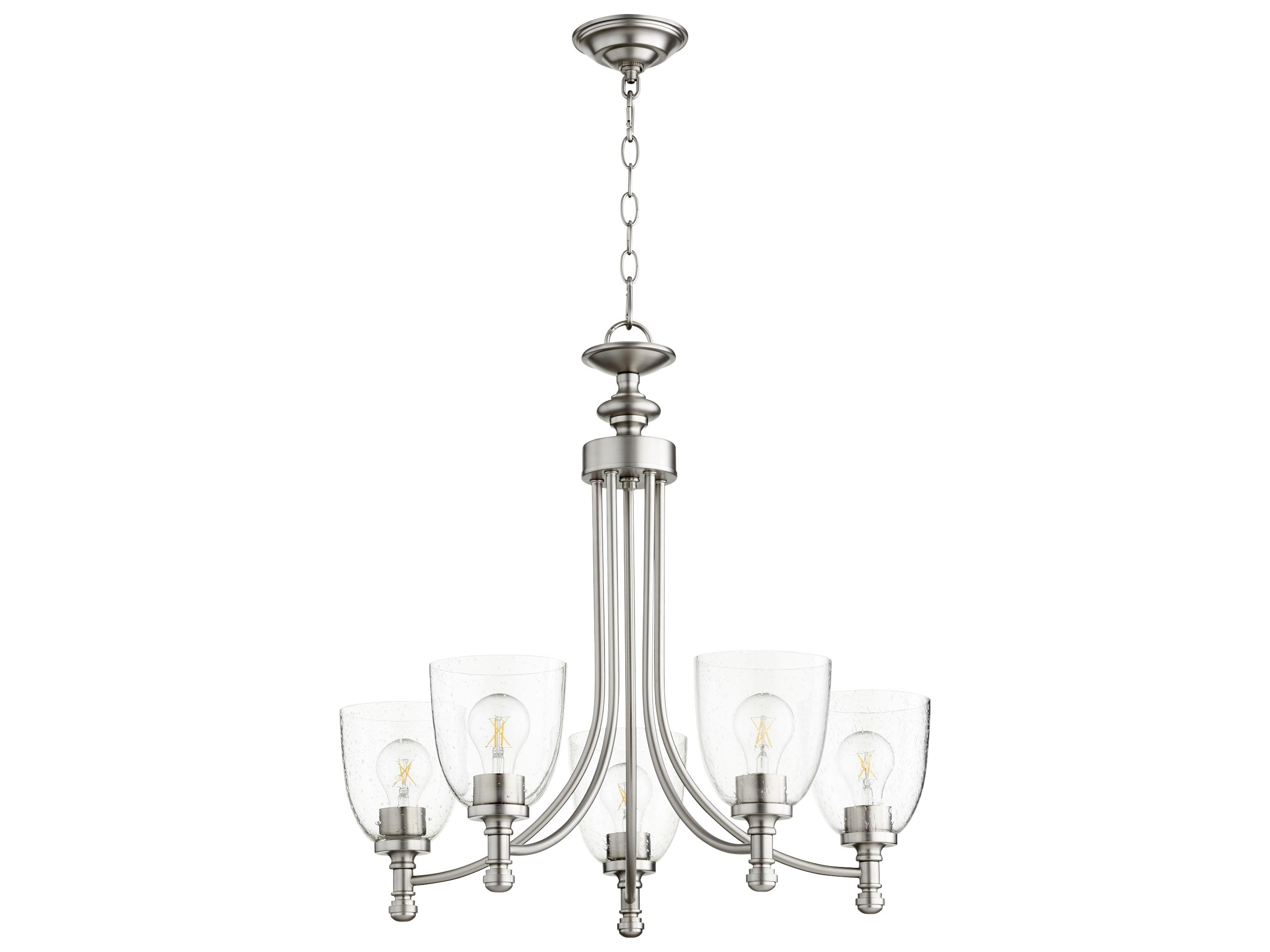 Quorum Rossington 5-Light Satin Nickel With Clear seeded Glass Chandelier