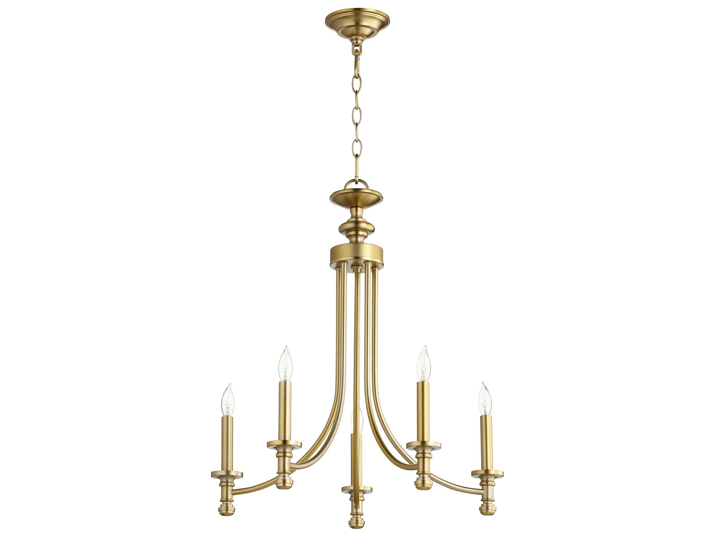 Quorum Rossington 5-Light Aged Brass Candelabra Chandelier