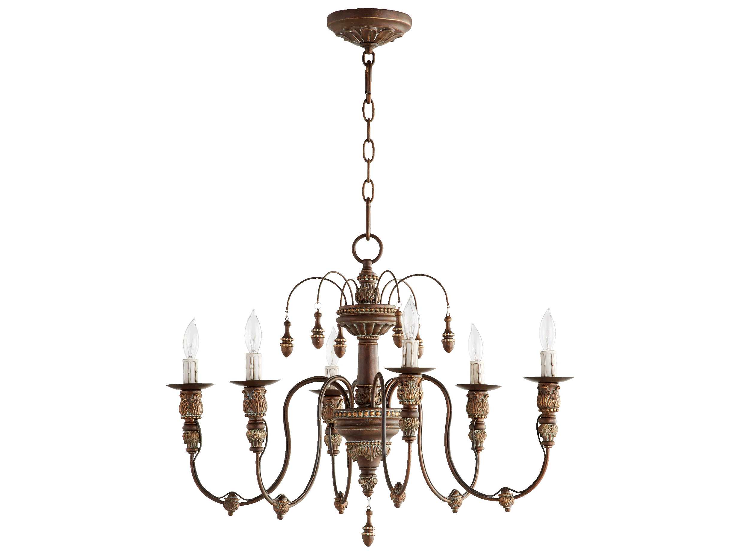 Quorum Salento 6-Light Vintage Copper Candelabra Chandelier