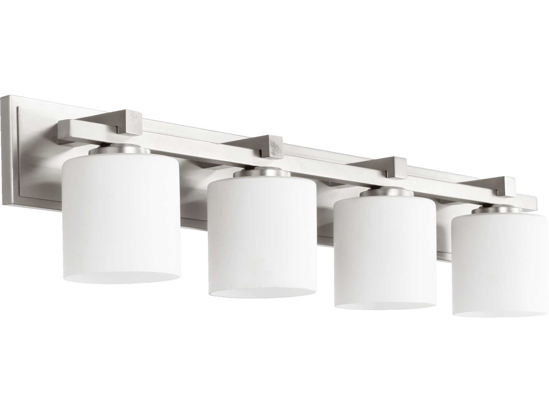 Quorum Cylinder 4-Light Satin Nickel Glass Vanity Light