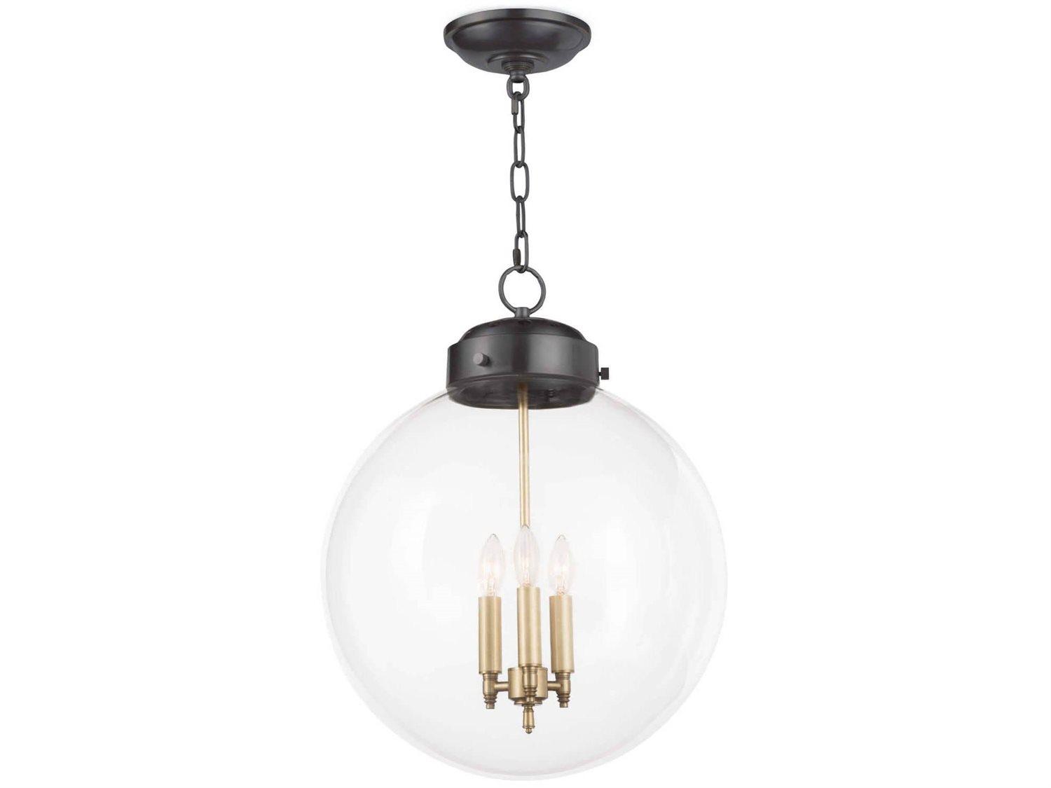 Regina Andrew 3-Light Oil Rubbed Bronze With Natural Brass Glass Globe Pendant