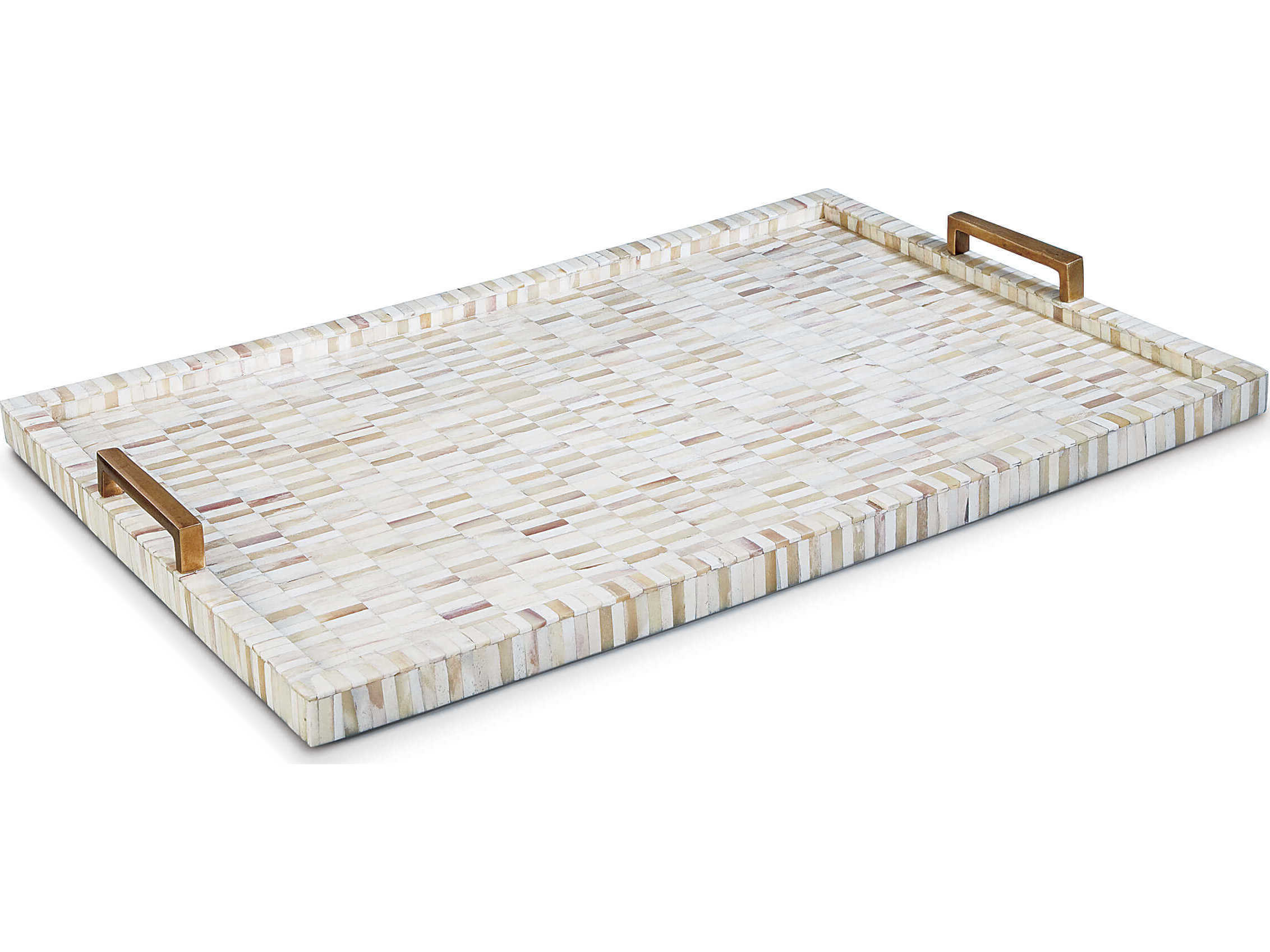 Regina Andrew White Natural Bone & Brass Tray