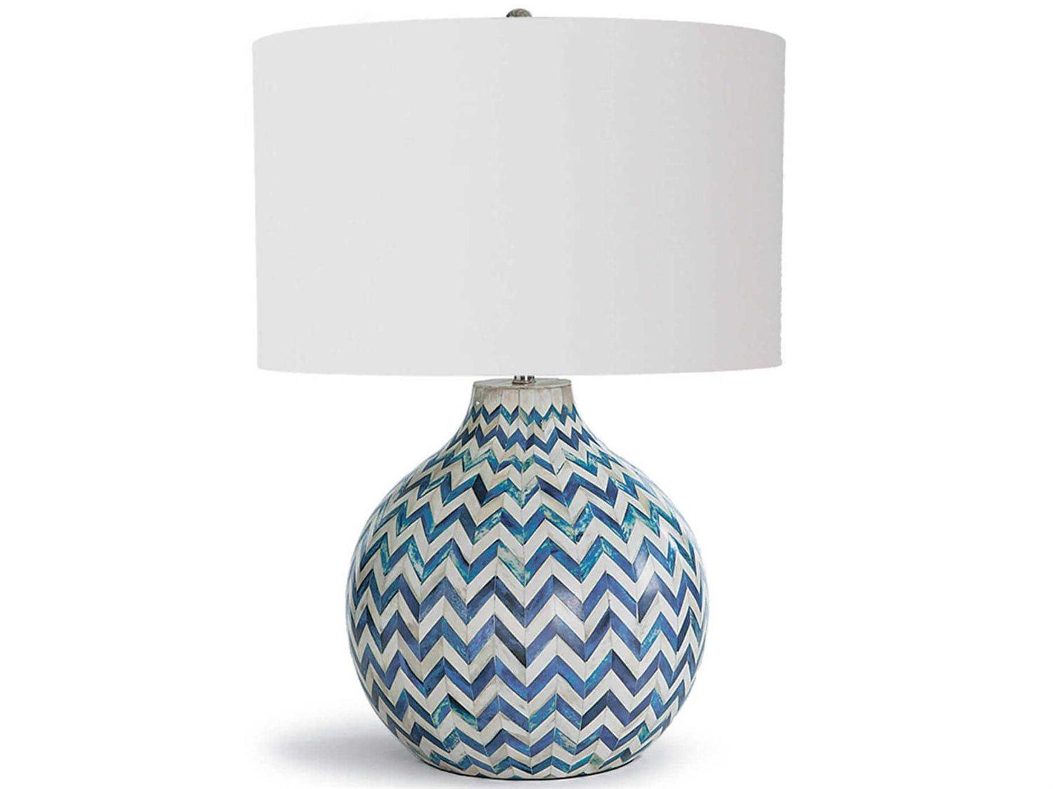Regina Andrew Chevron Bone Indigo Linen Blue Buffet Lamp