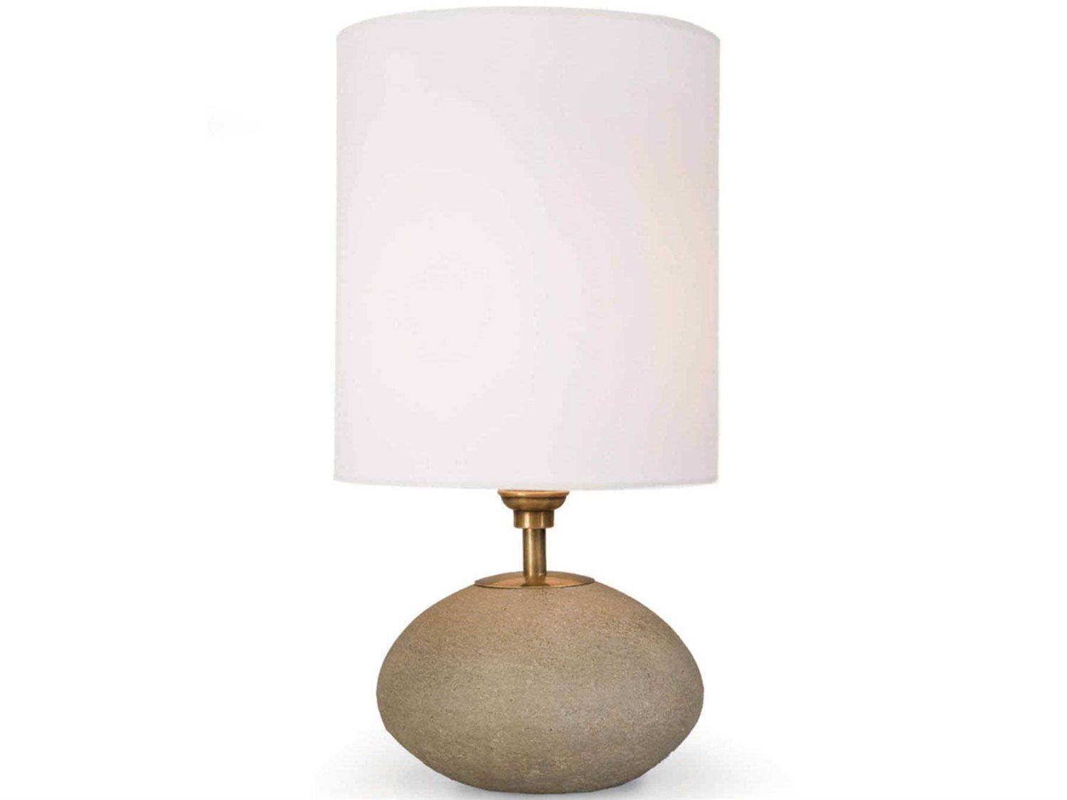 Regina Andrew Concrete Mini Orb Natural with Polished Brass With Linen Gray Table Lamp