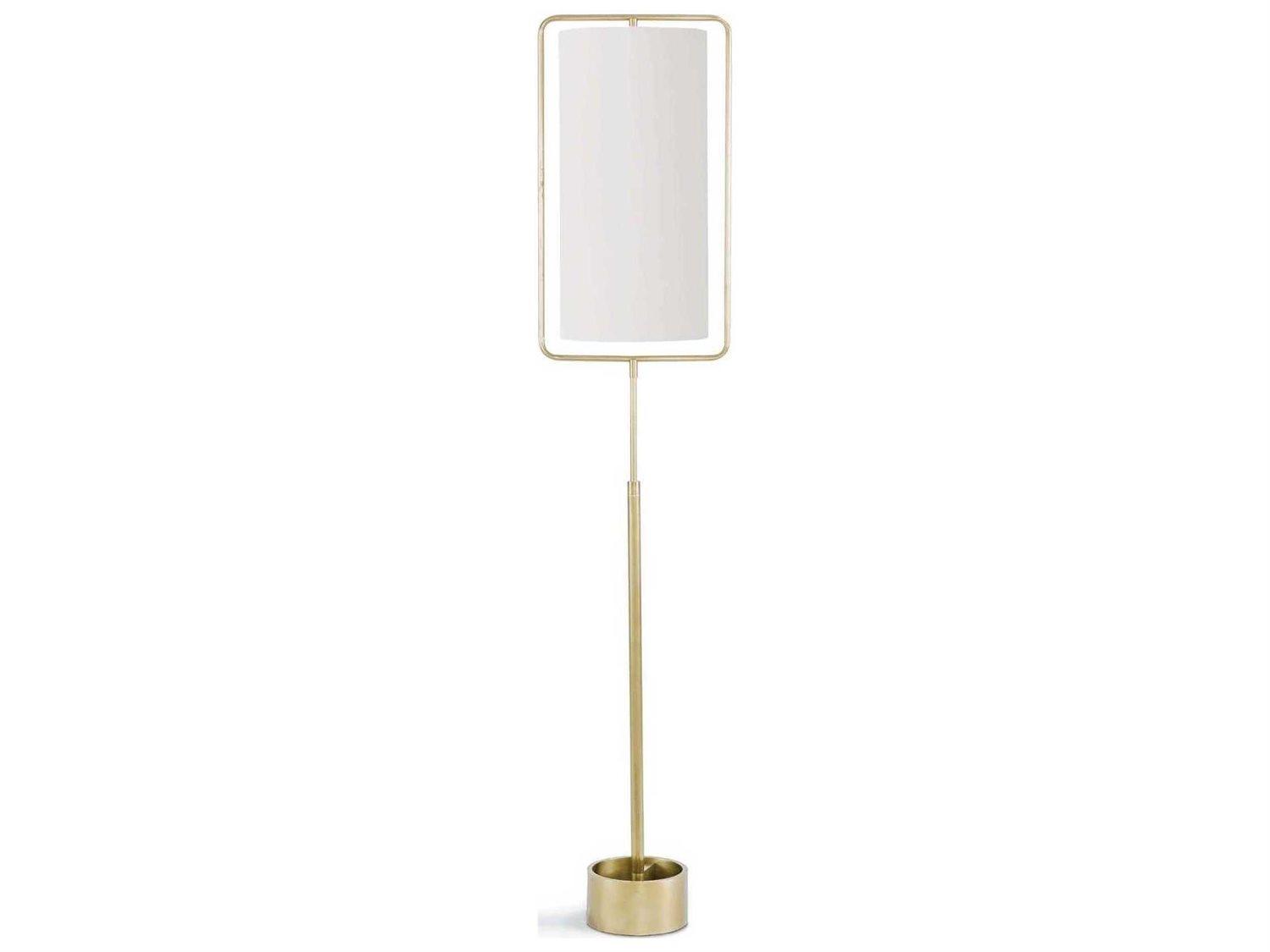 Regina Andrew Geo Rectangle Natural Brass Linen Floor Lamp