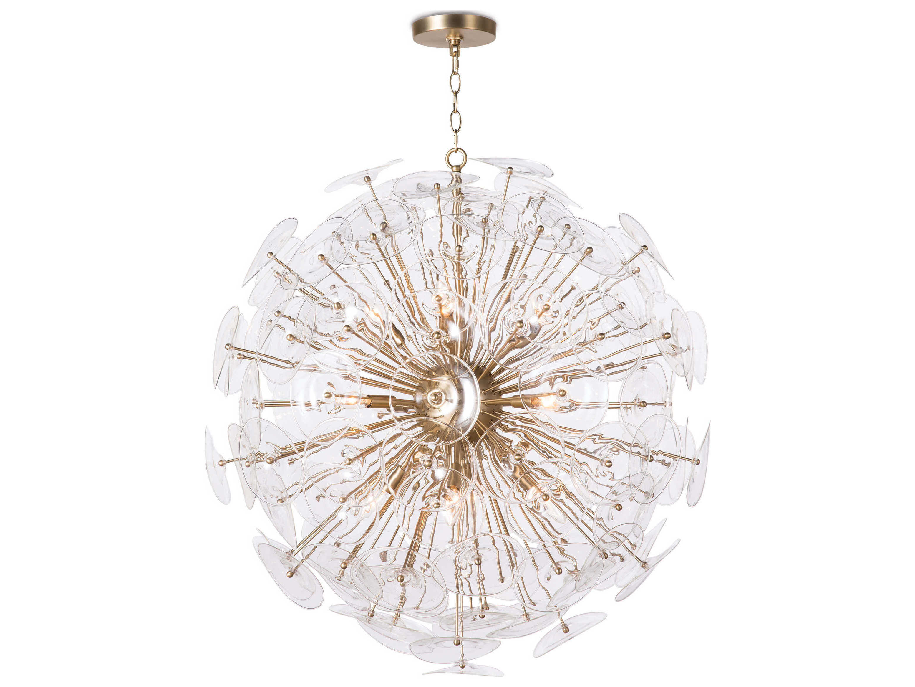 Regina Andrew Poppy 12-Light Natural Brass Glass Geometric Linear Pendant