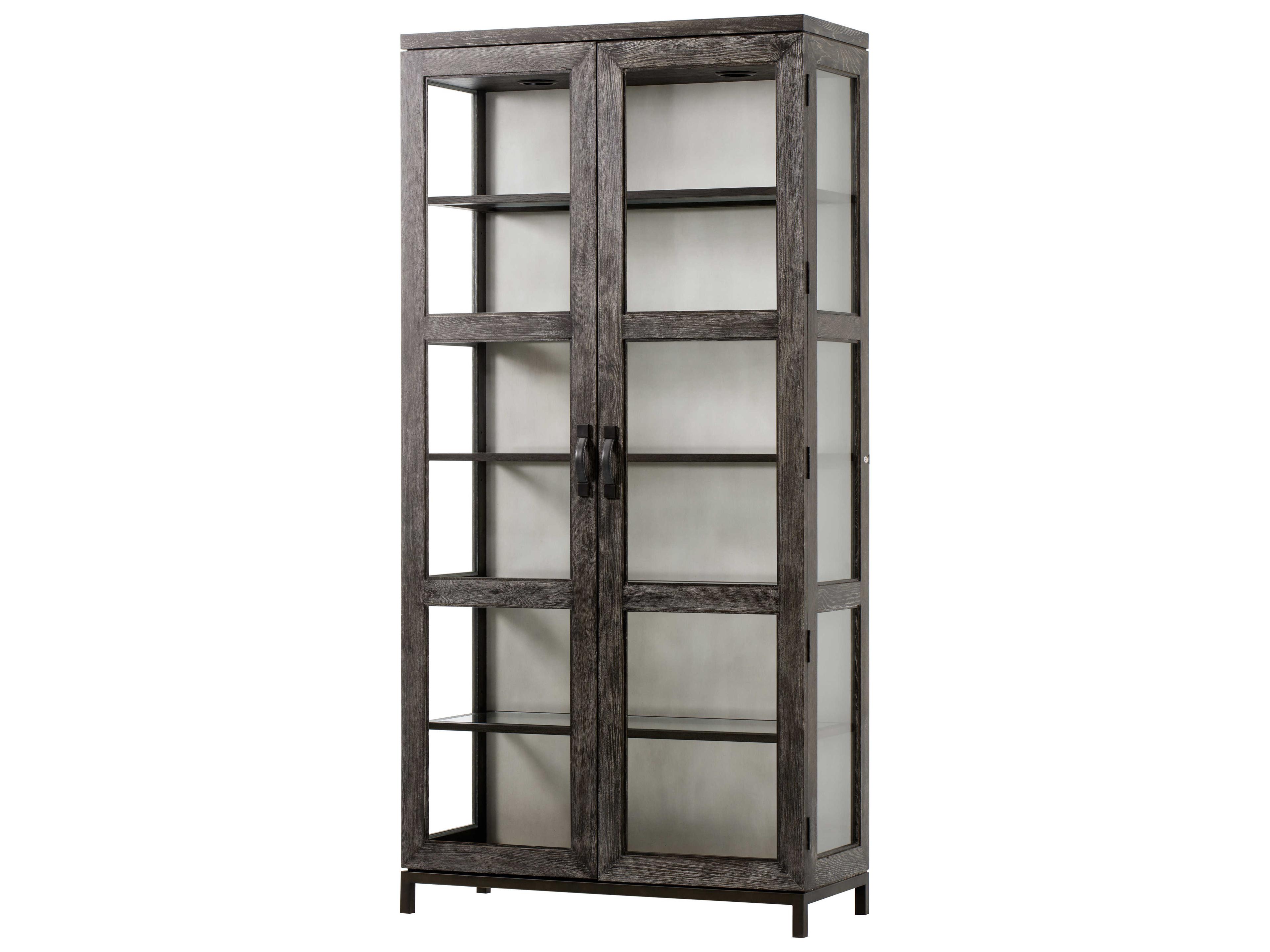 Sonder Living Oak Wood Brown Clear Display Cabinet