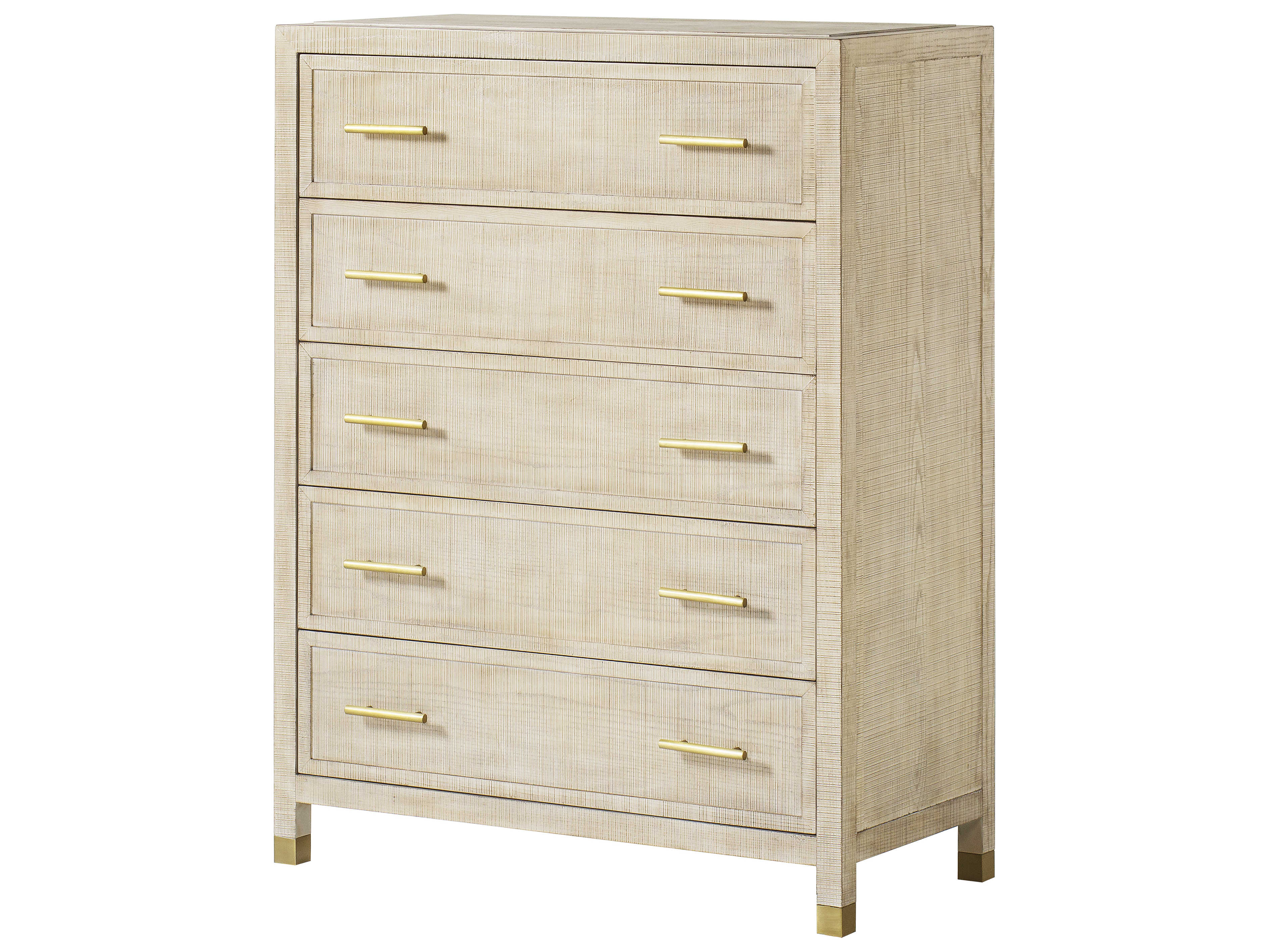 Sonder Living 5-Drawers Ivory Gold Beige Poplar Wood Accent Chest